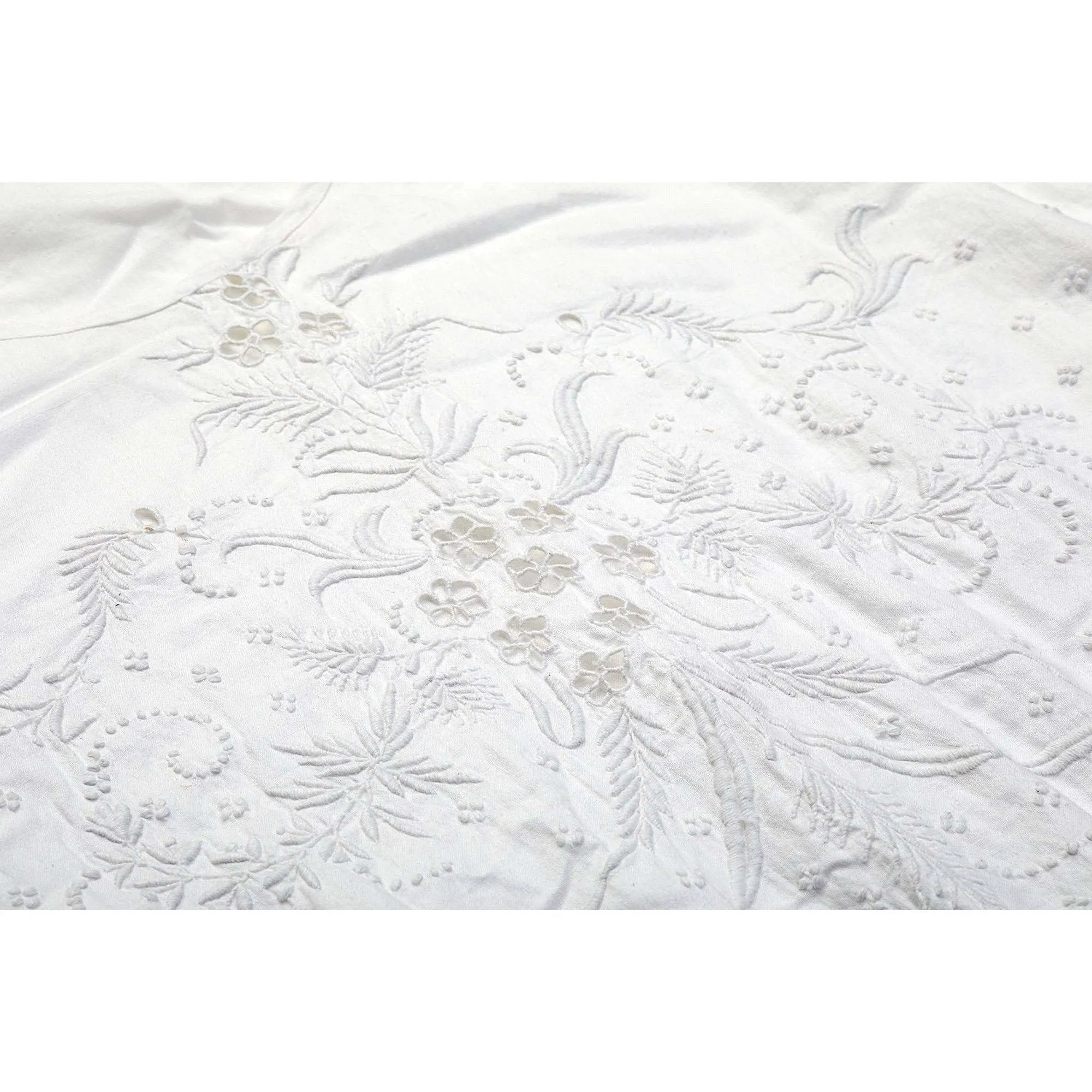 1920s White Embroidered Cotton Tea Dress