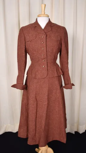 1940s Brown A-line Skirt Suit