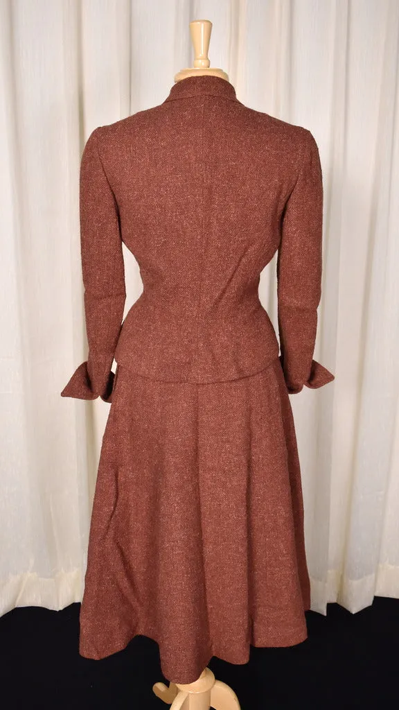 1940s Brown A-line Skirt Suit