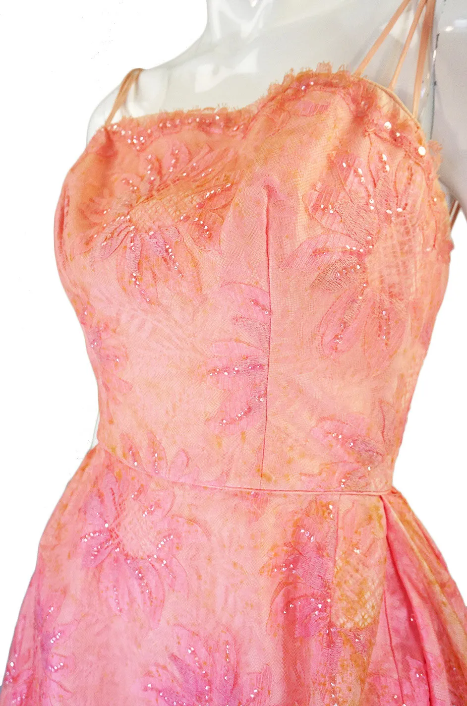 1950s Pink Lace Dance Dress