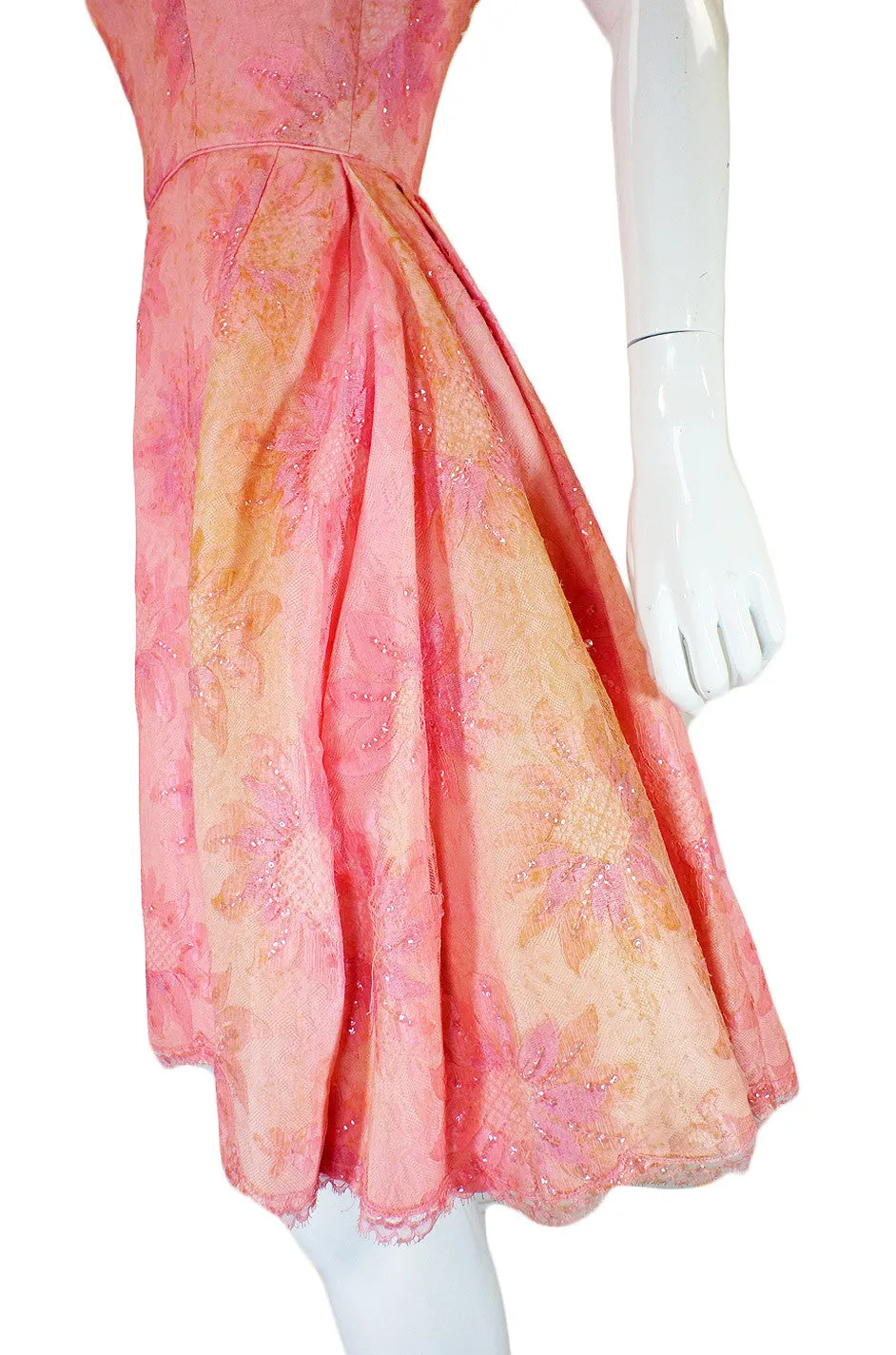 1950s Pink Lace Dance Dress