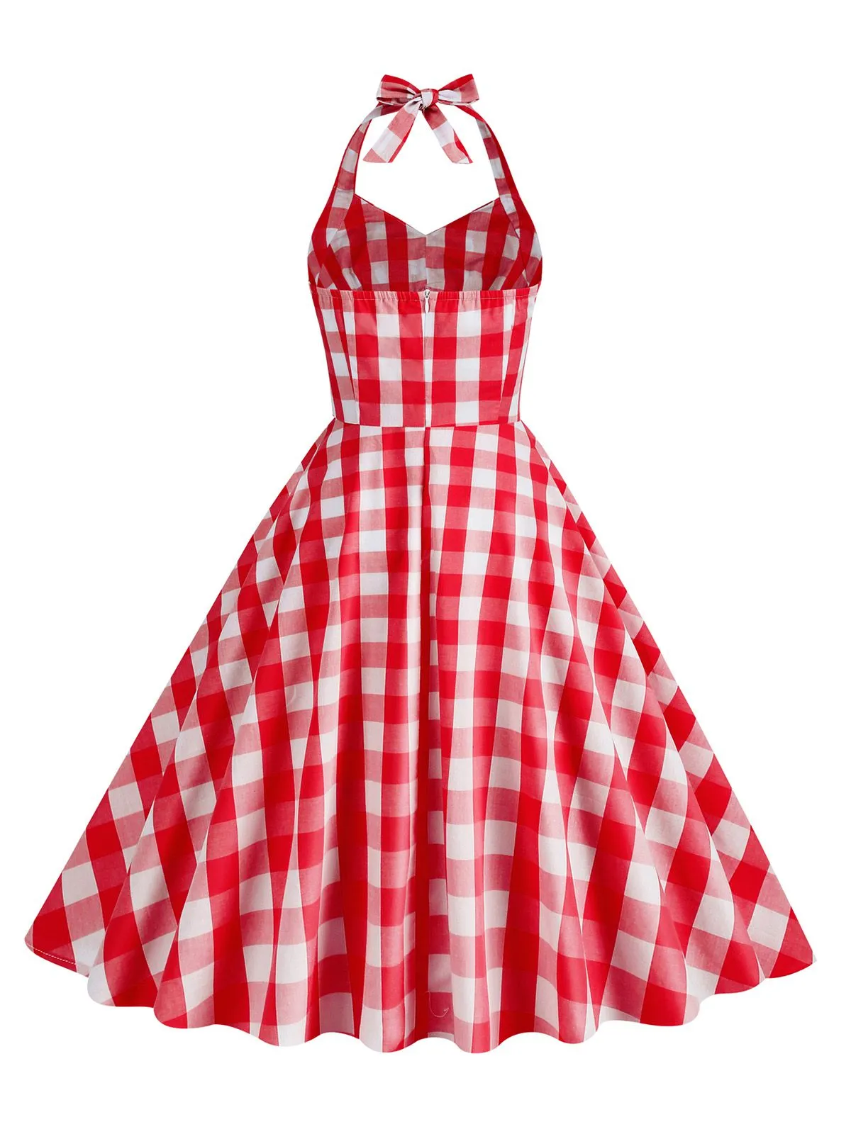 1950s Plaid Halter Swing Dress