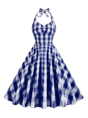 1950s Plaid Halter Swing Dress