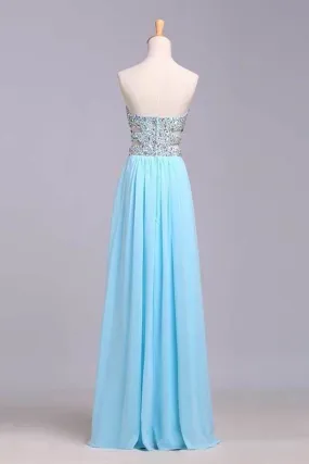 2024 Prom Dresses A-Line Sweetheart Chiffon Floor Length With PNNN8K43