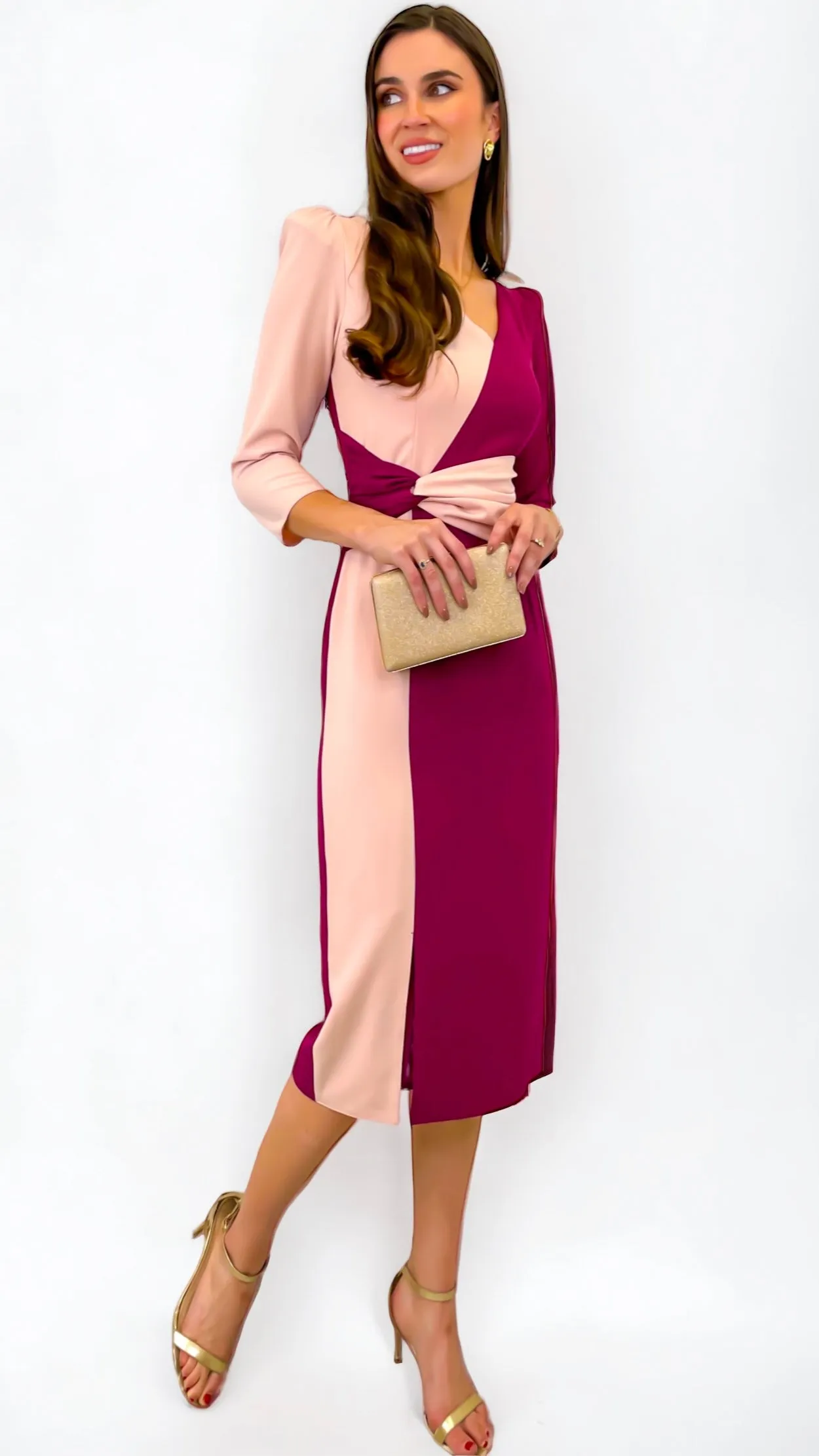 4-A1150 Lillia 2 Tone Pencil Dress