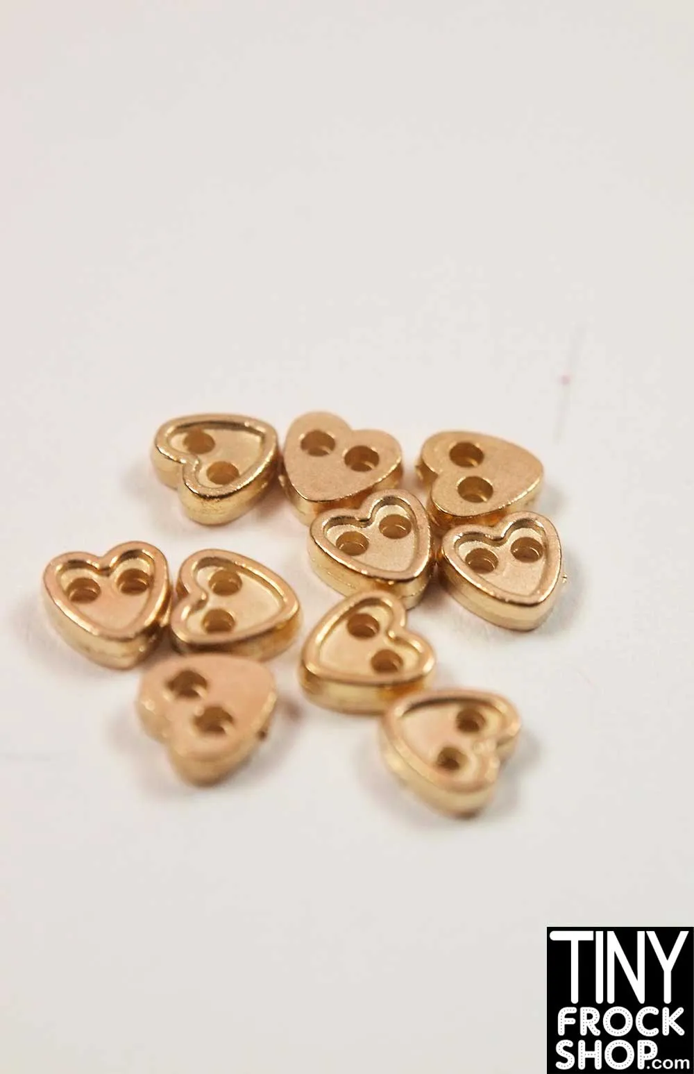 4mm 12" Fashion Doll Super Mini Metal 2 Hole Heart Buttons - Pack of 10 Buttons