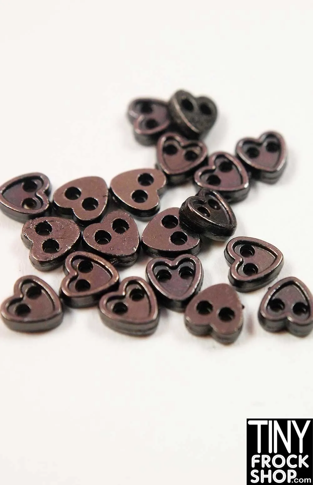 4mm 12" Fashion Doll Super Mini Metal 2 Hole Heart Buttons - Pack of 10 Buttons