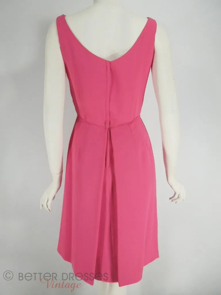 60s Fuchsia Pink Dress With Lace Overlay - sm, med