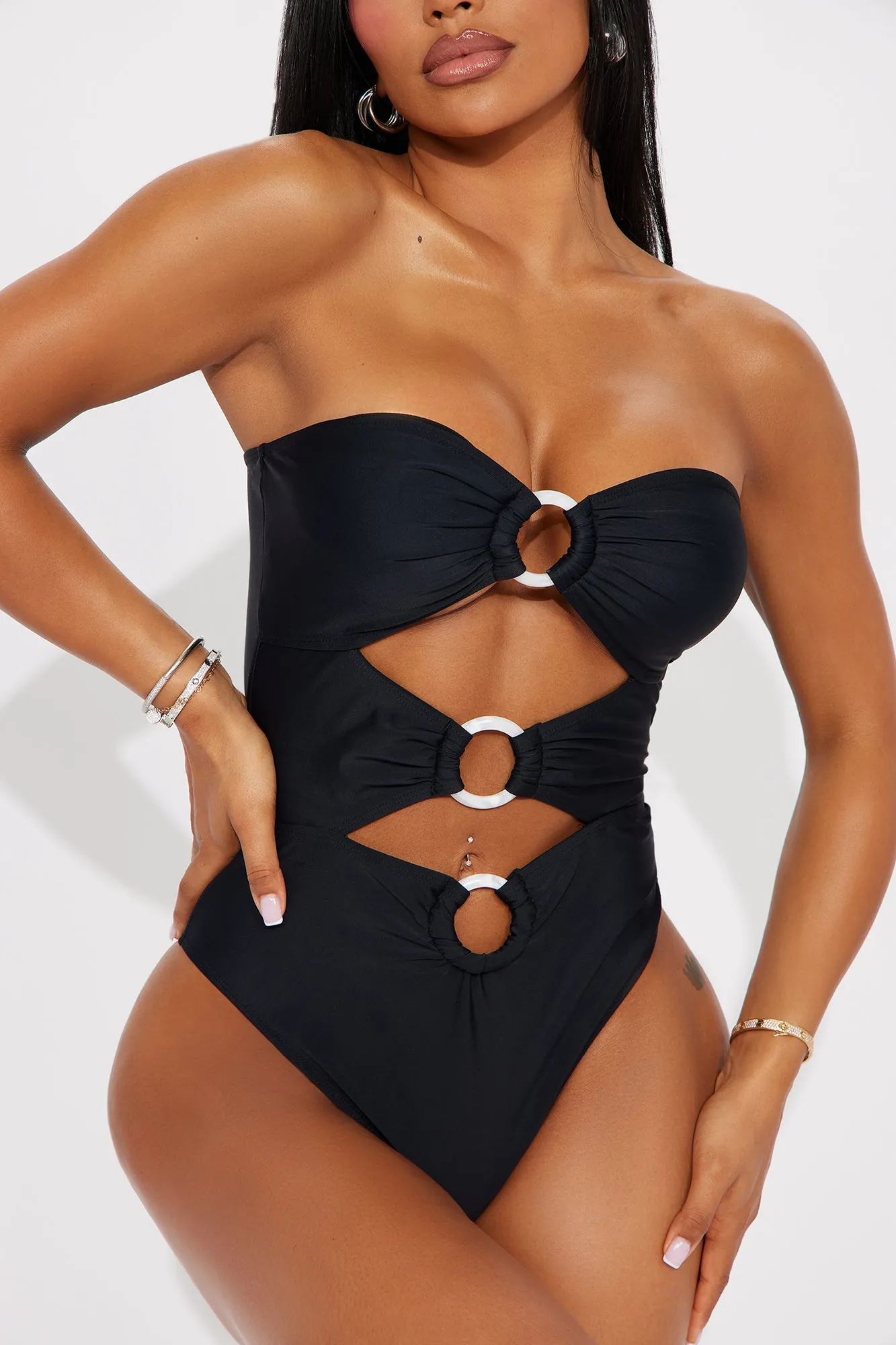 Adelaide O-Ring Cutout 1 Piece Swimsuit - Black