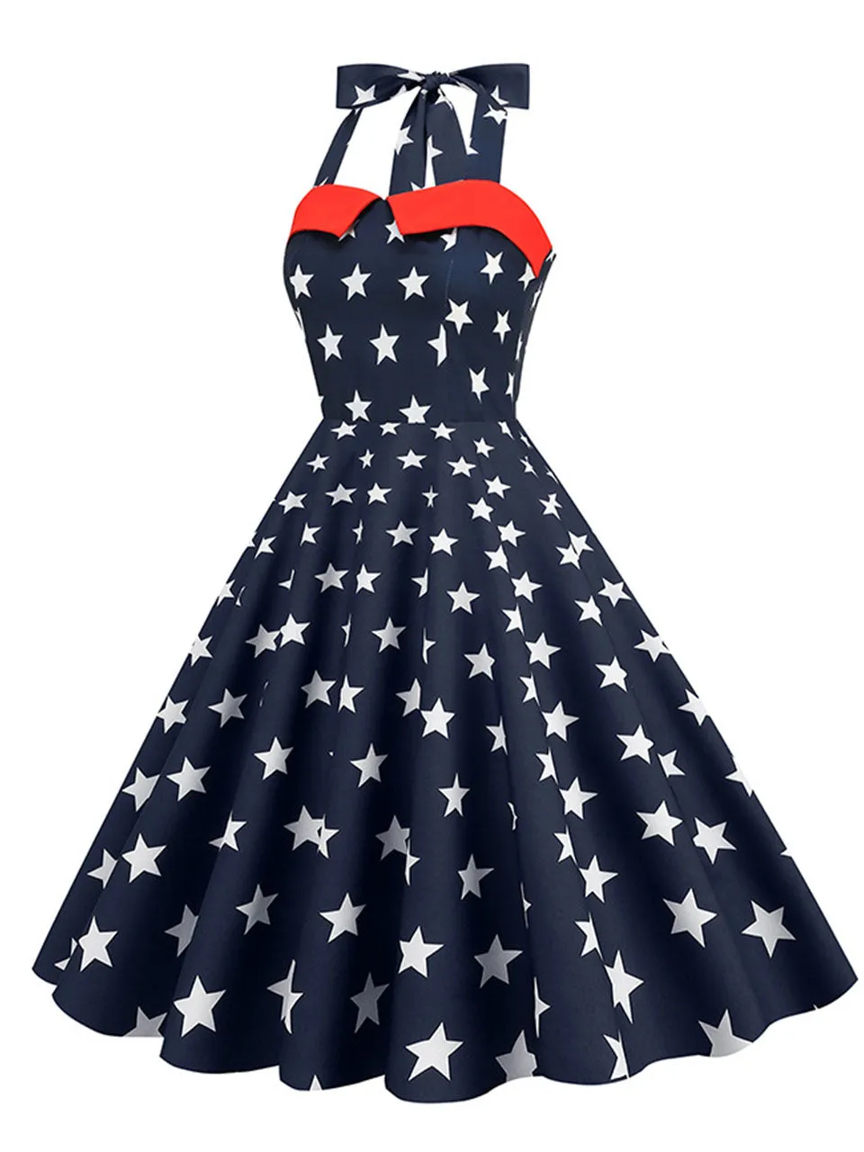 American Flag Stars Stripes Halter 1950S Vintage Dress