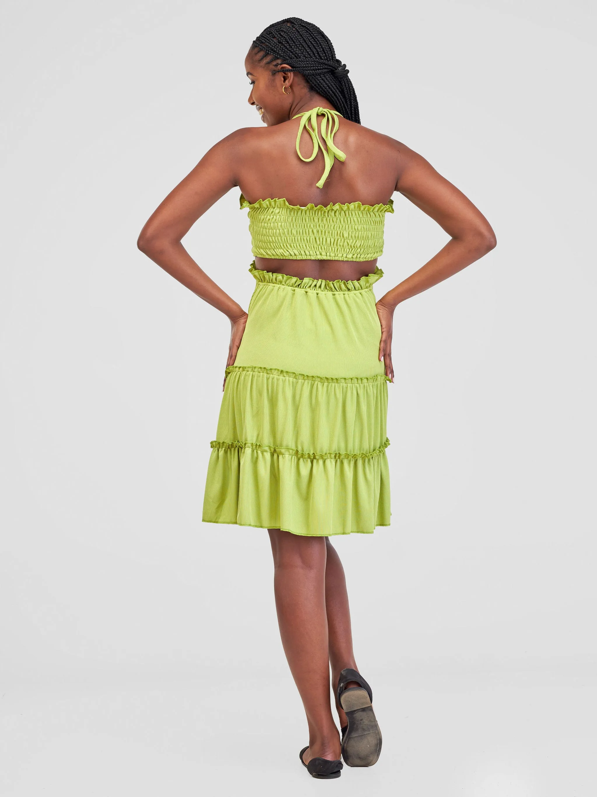 Anika Flirty Halter Dress With Bust Detail - Green