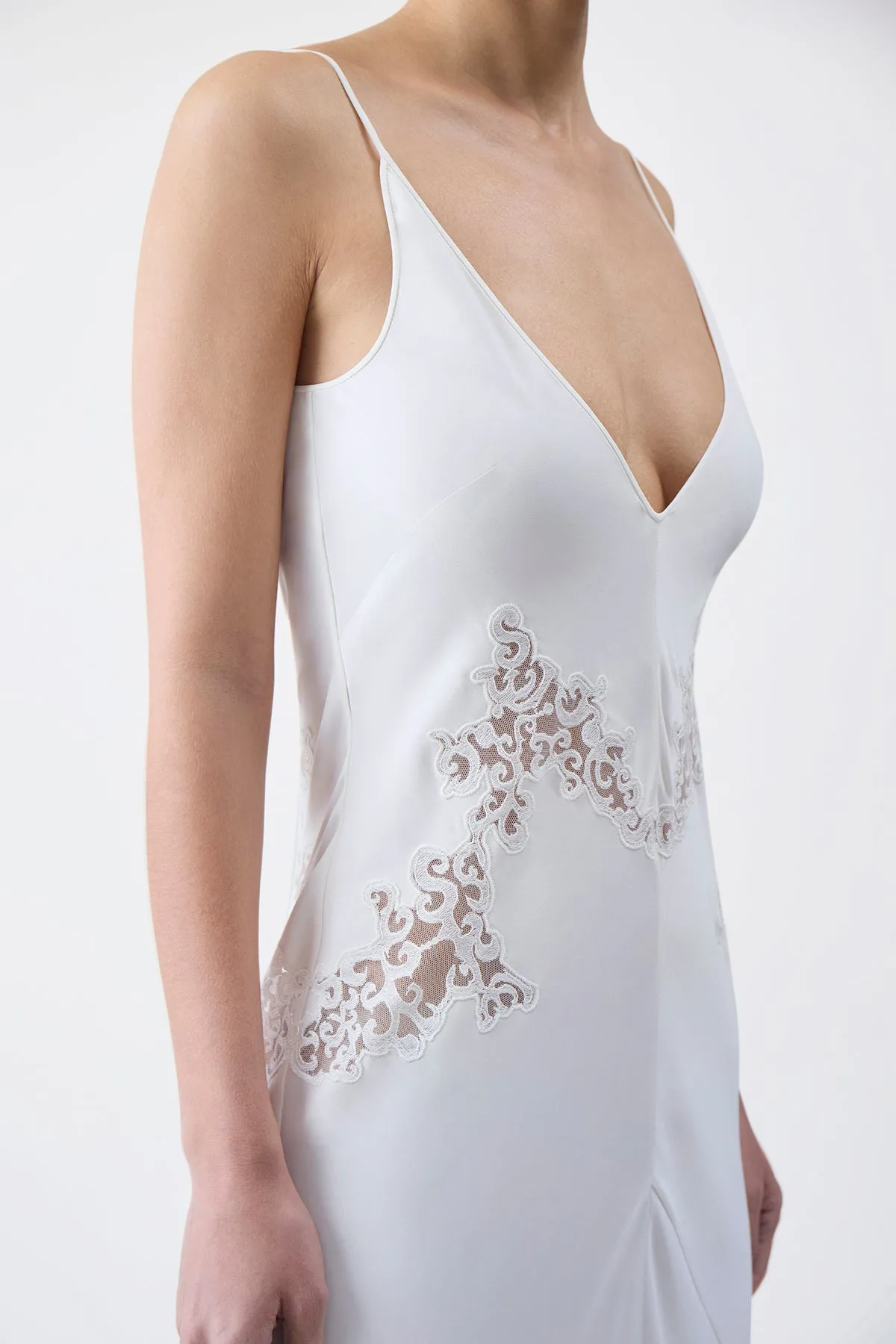 Apuleius Lace Dress in Ivory Silk Crepe