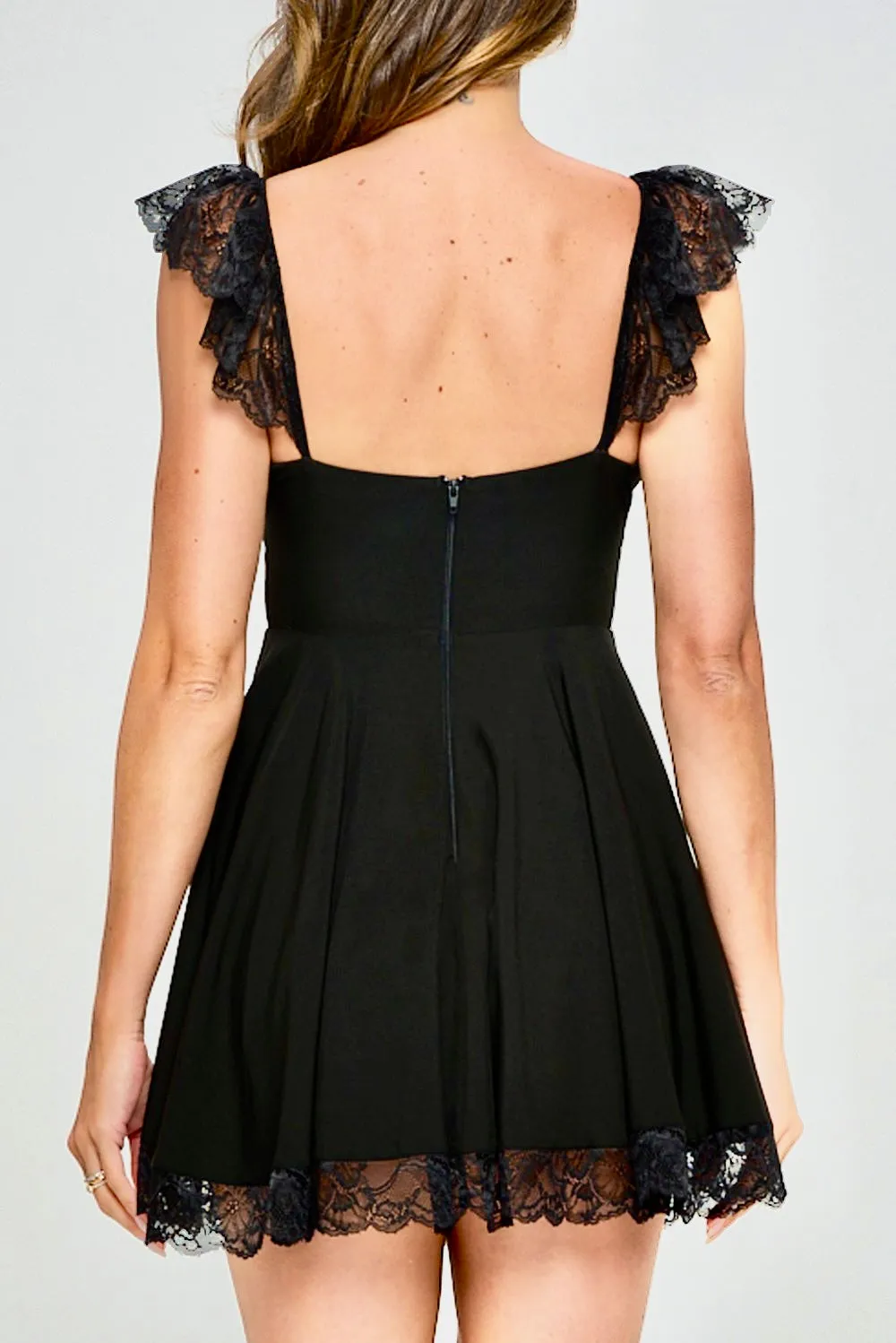 Belize black lace fit and flare dress