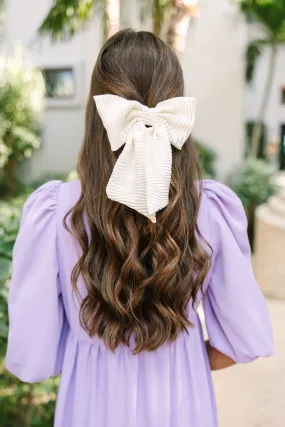 Bohemian Gemme: Cream Pleated Hair Bow