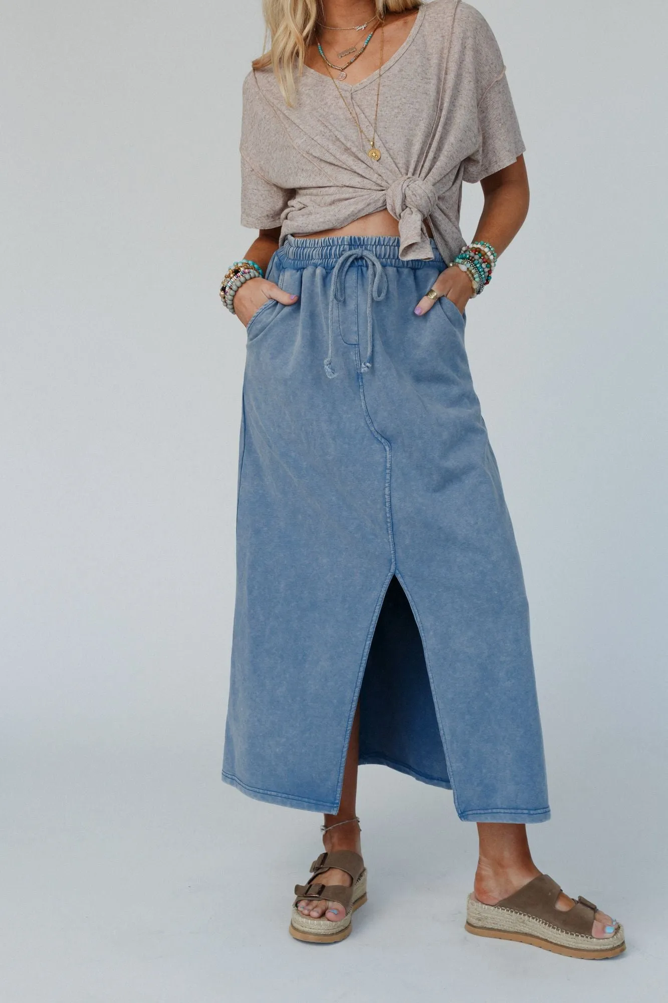 Bottom Line Drawstring Skirt - Blue