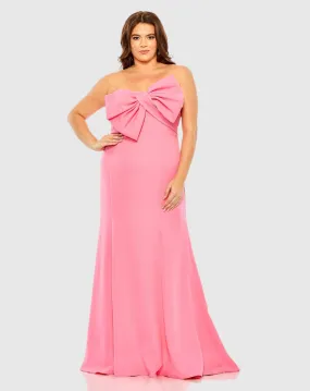 Bow Front Crepe Gown (Plus)