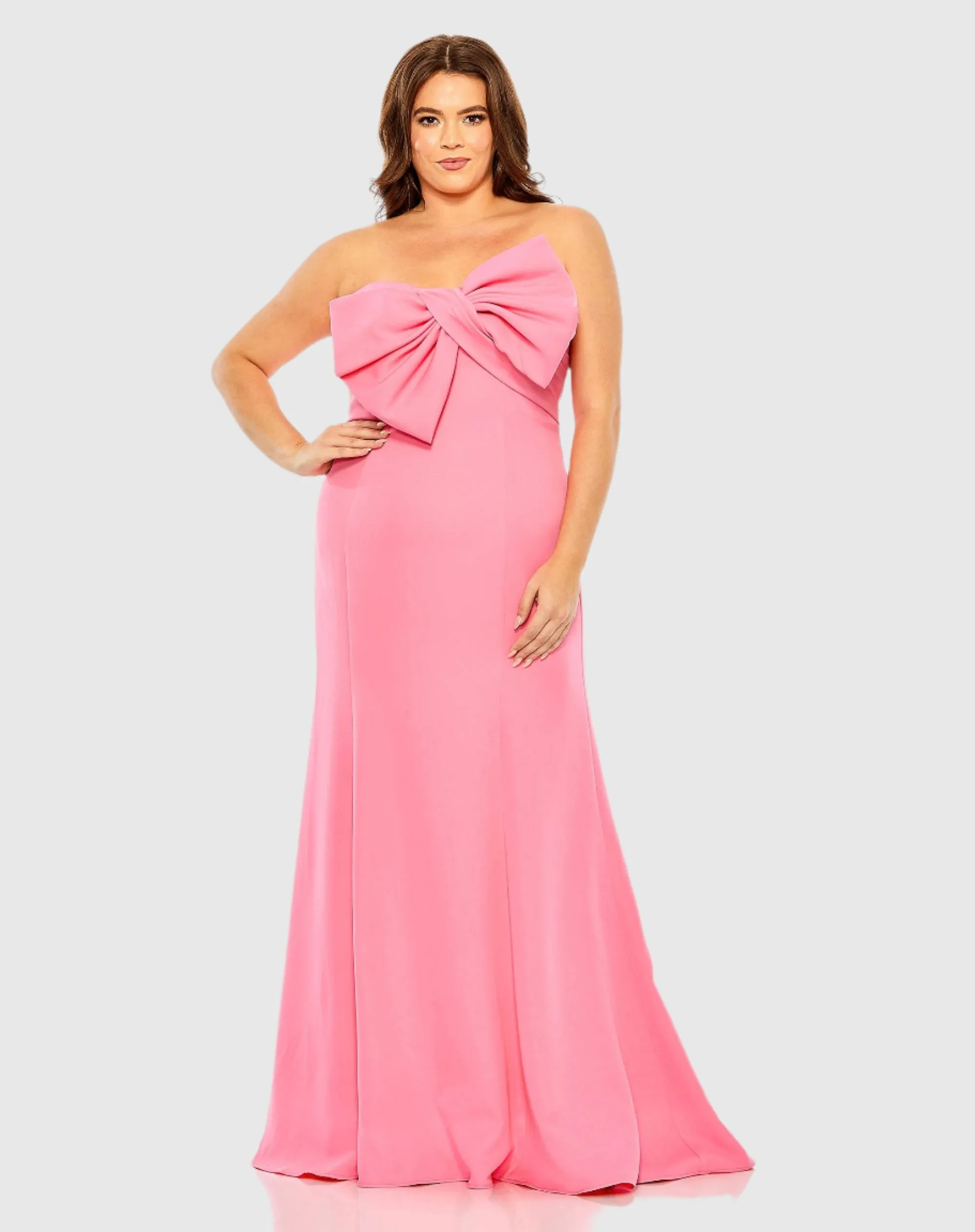 Bow Front Crepe Gown (Plus)