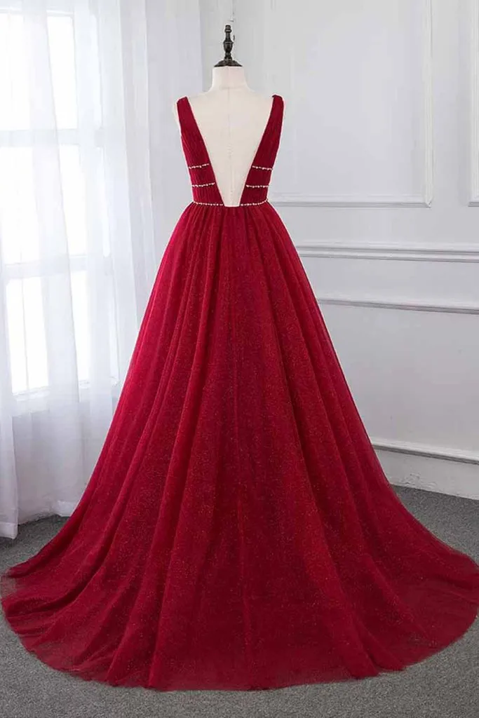 Burgundy Prom Dress , Formal Dress, Evening Dress, Pageant Dance Dresses, School Party Gown, PC0728