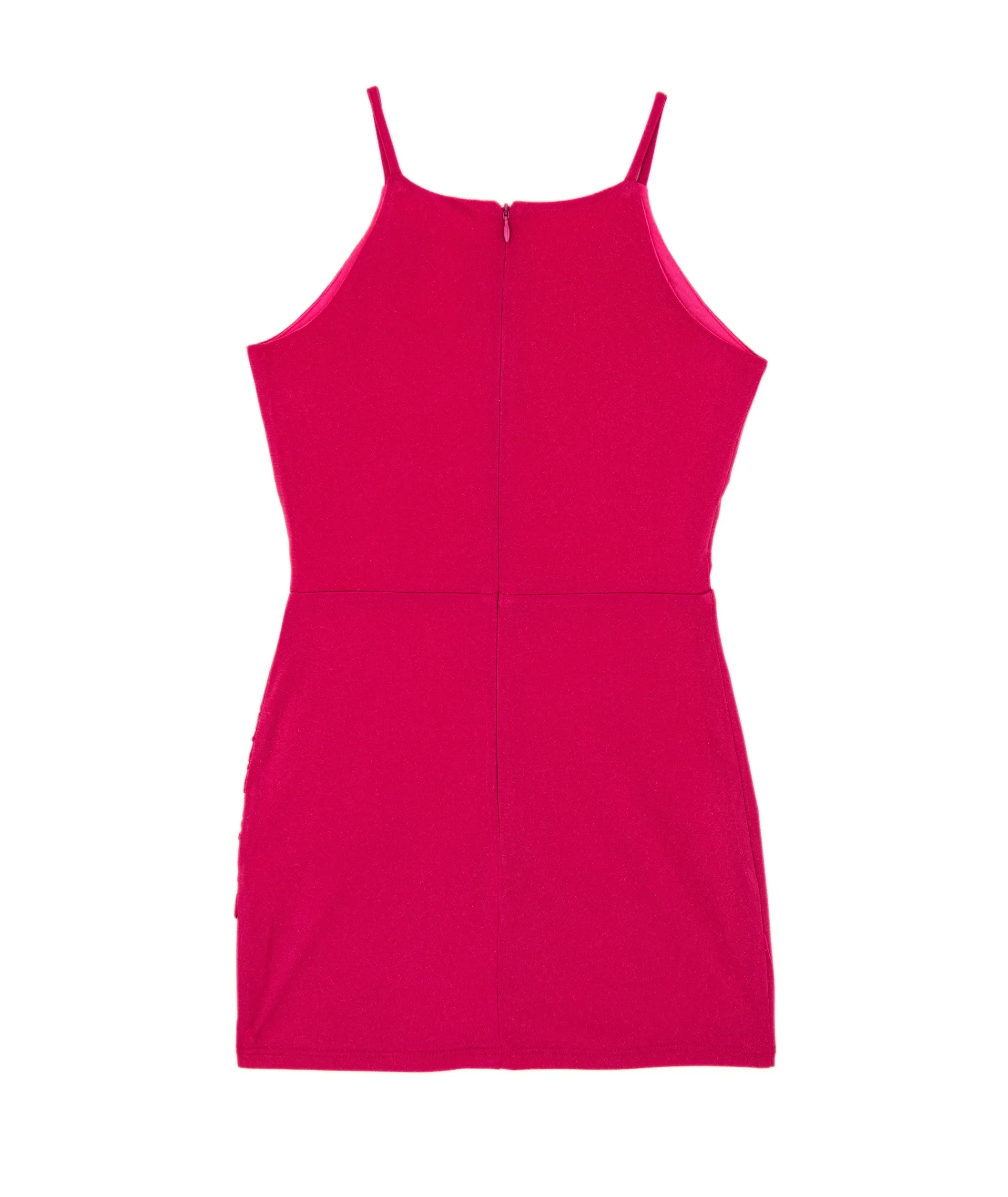 By Debra Girls Fuschia Sparkle Ruched Body Con Dress