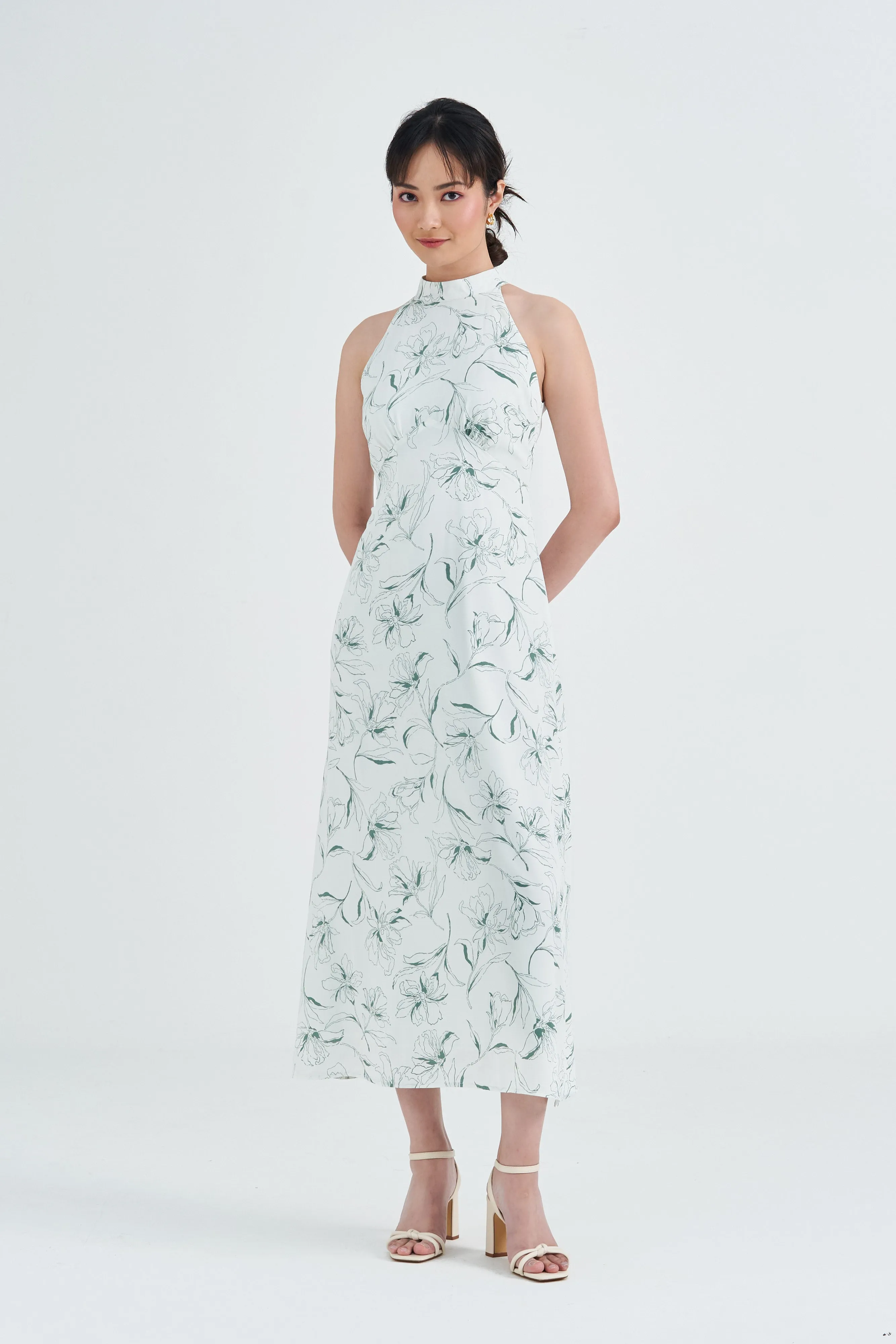 Cassidy Printed Halter Neck Midi Dress