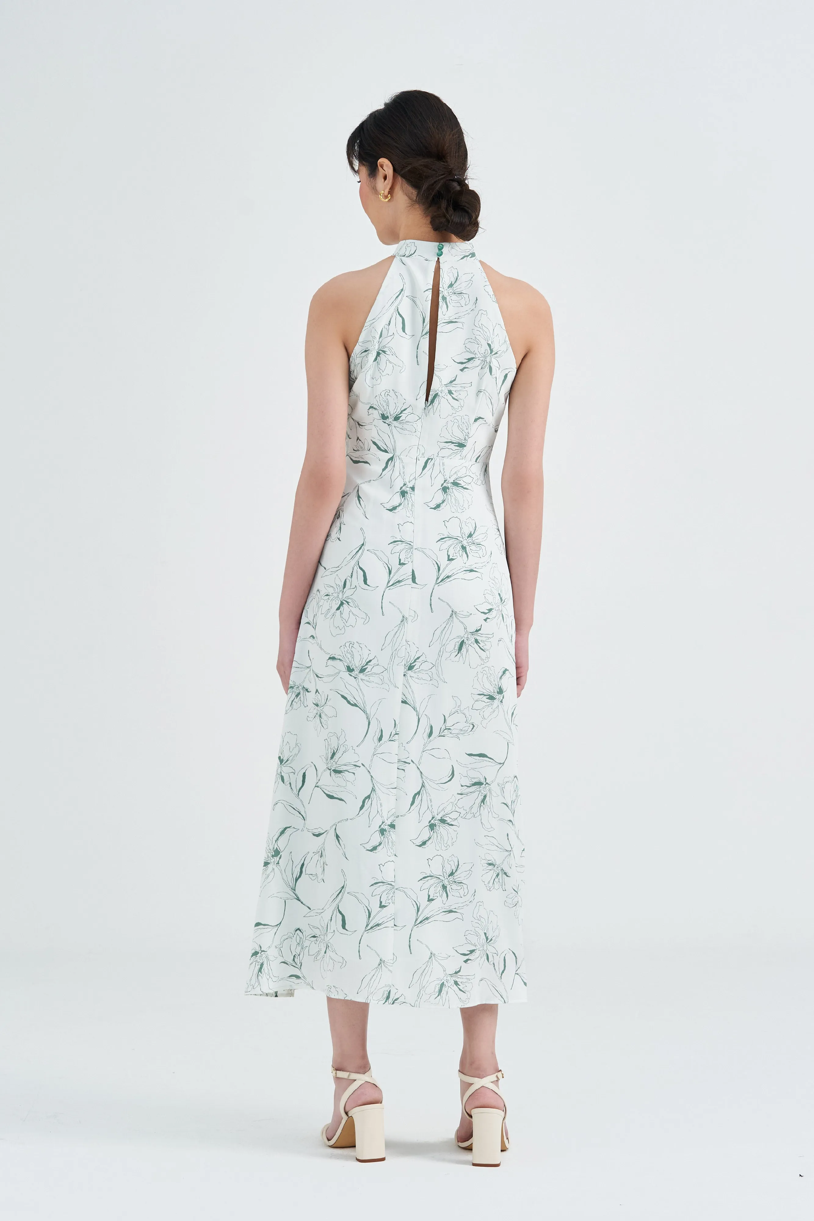 Cassidy Printed Halter Neck Midi Dress