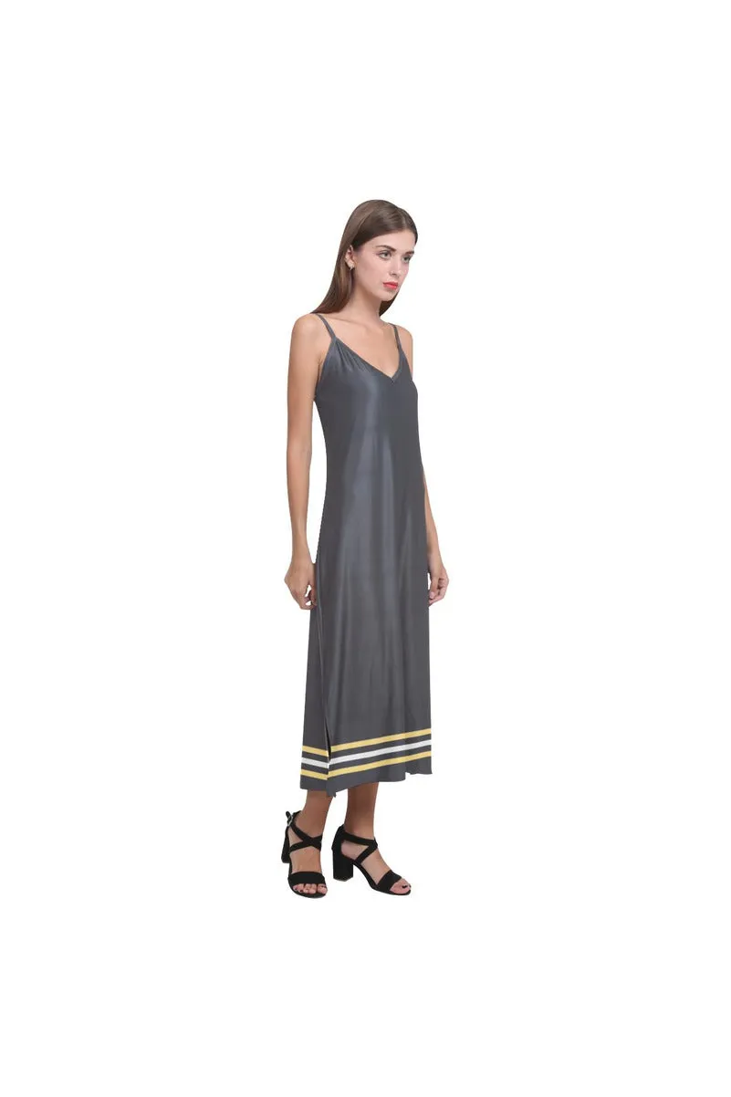 Chocolate Dream V-Neck Open Fork Long Dress(Model D18)