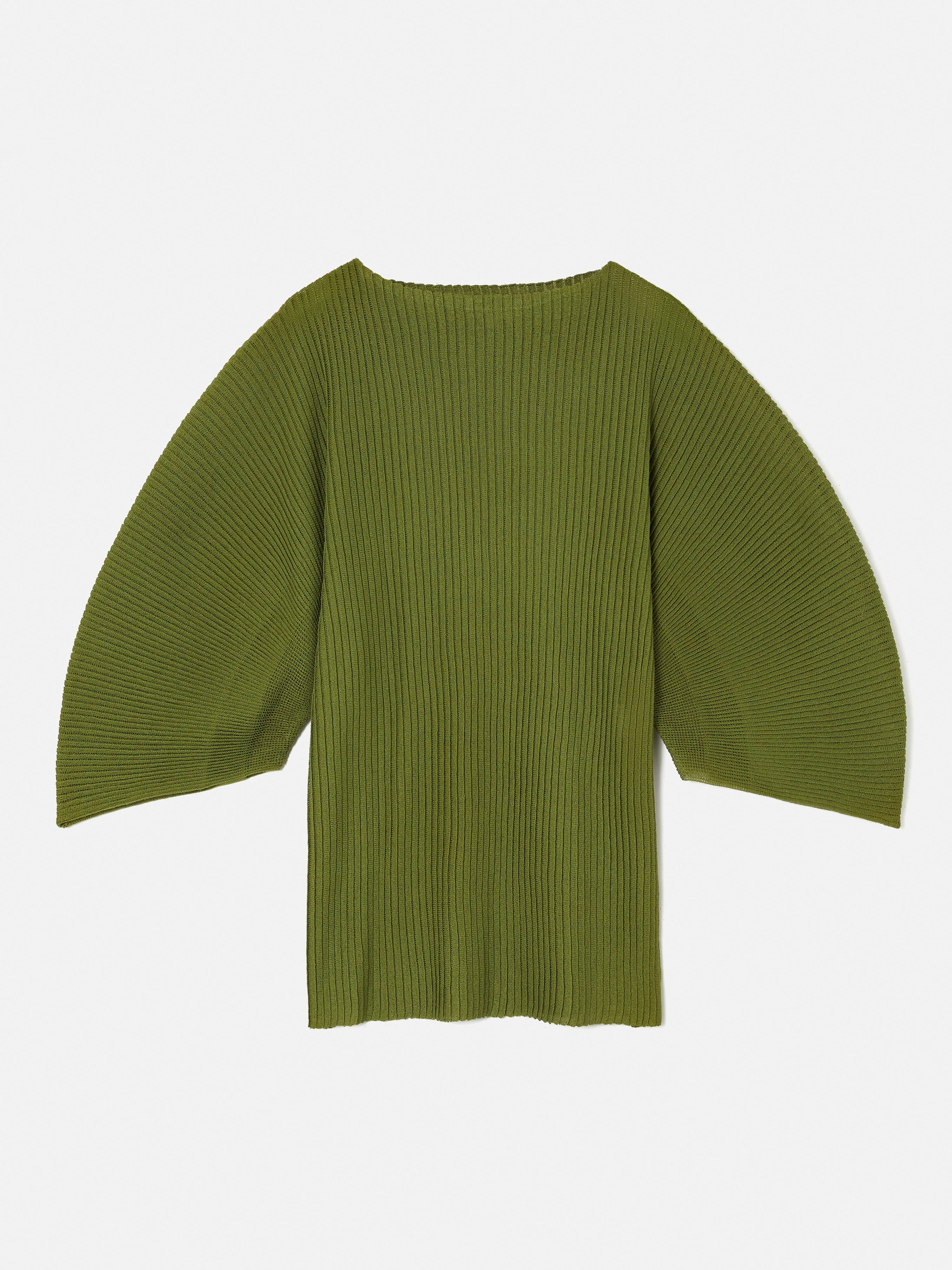 Circular Sleeve Knitted Top | Green