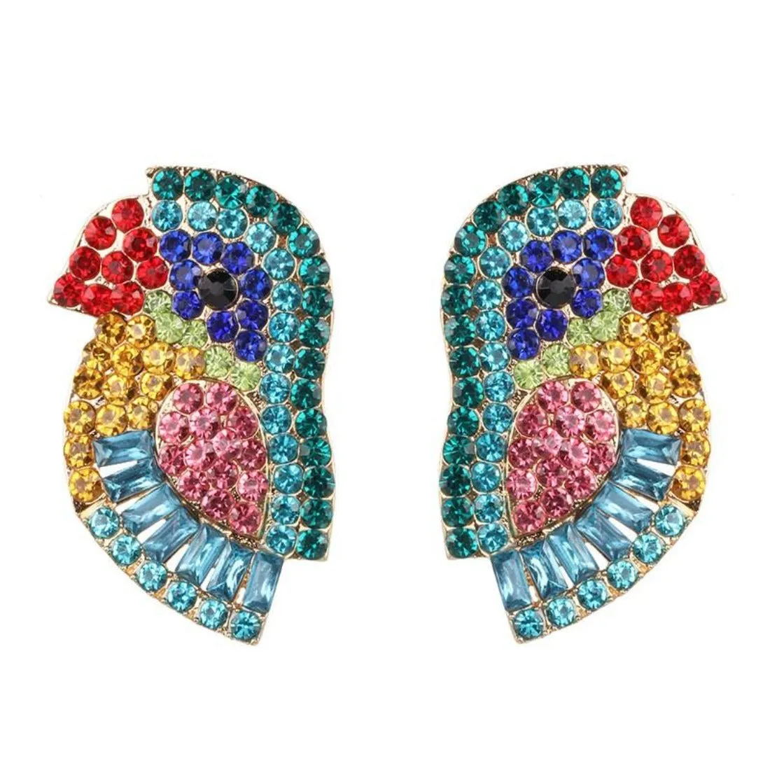 Colorful Crystal Bird Statement Party Earrings - 3 Styles