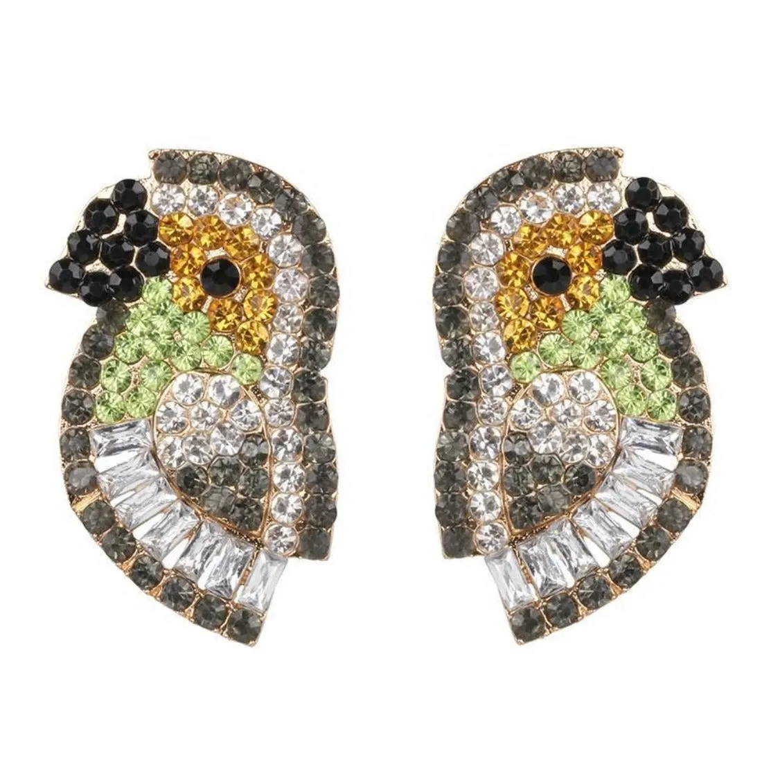 Colorful Crystal Bird Statement Party Earrings - 3 Styles