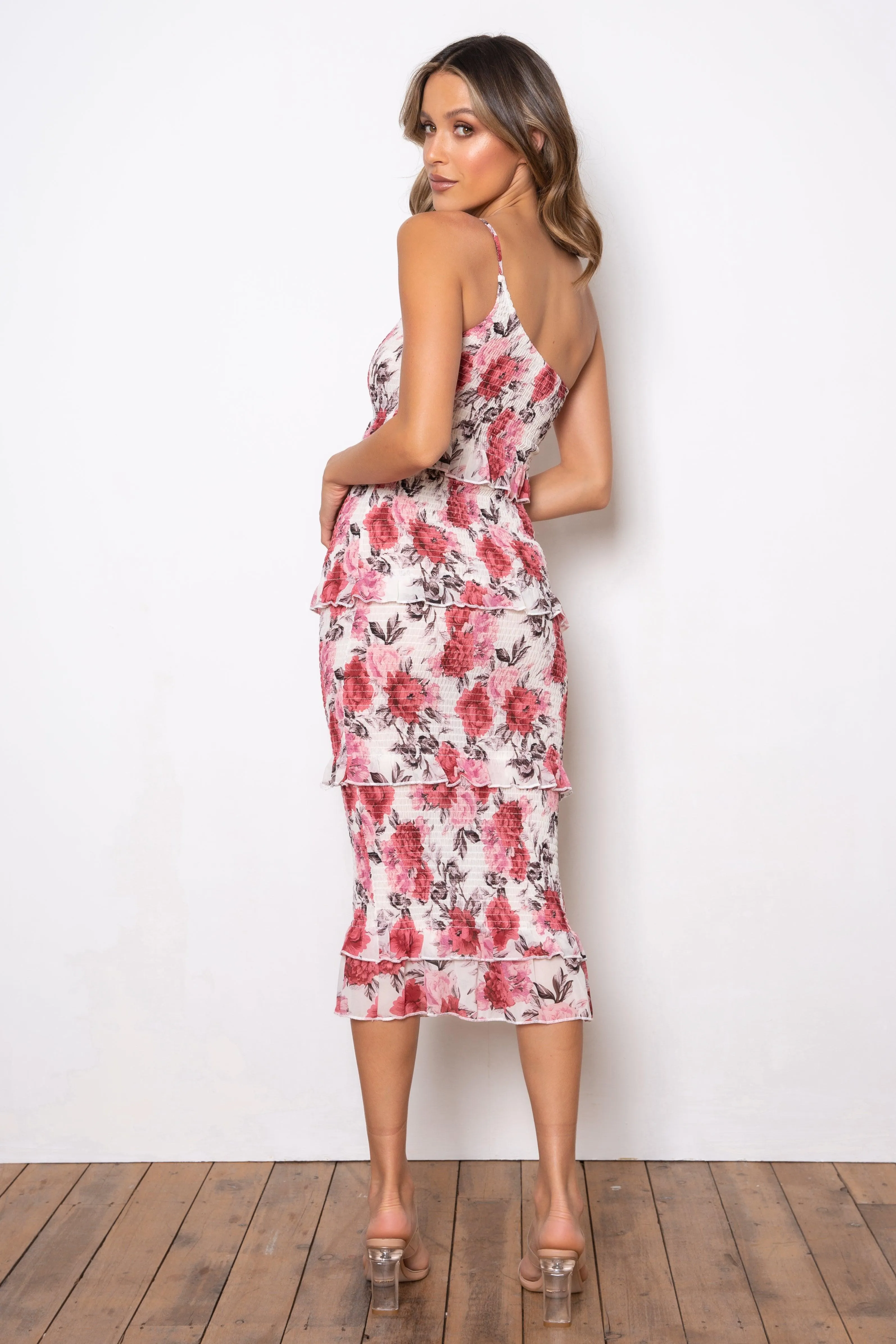 Dark Rose Dress - Cream Floral