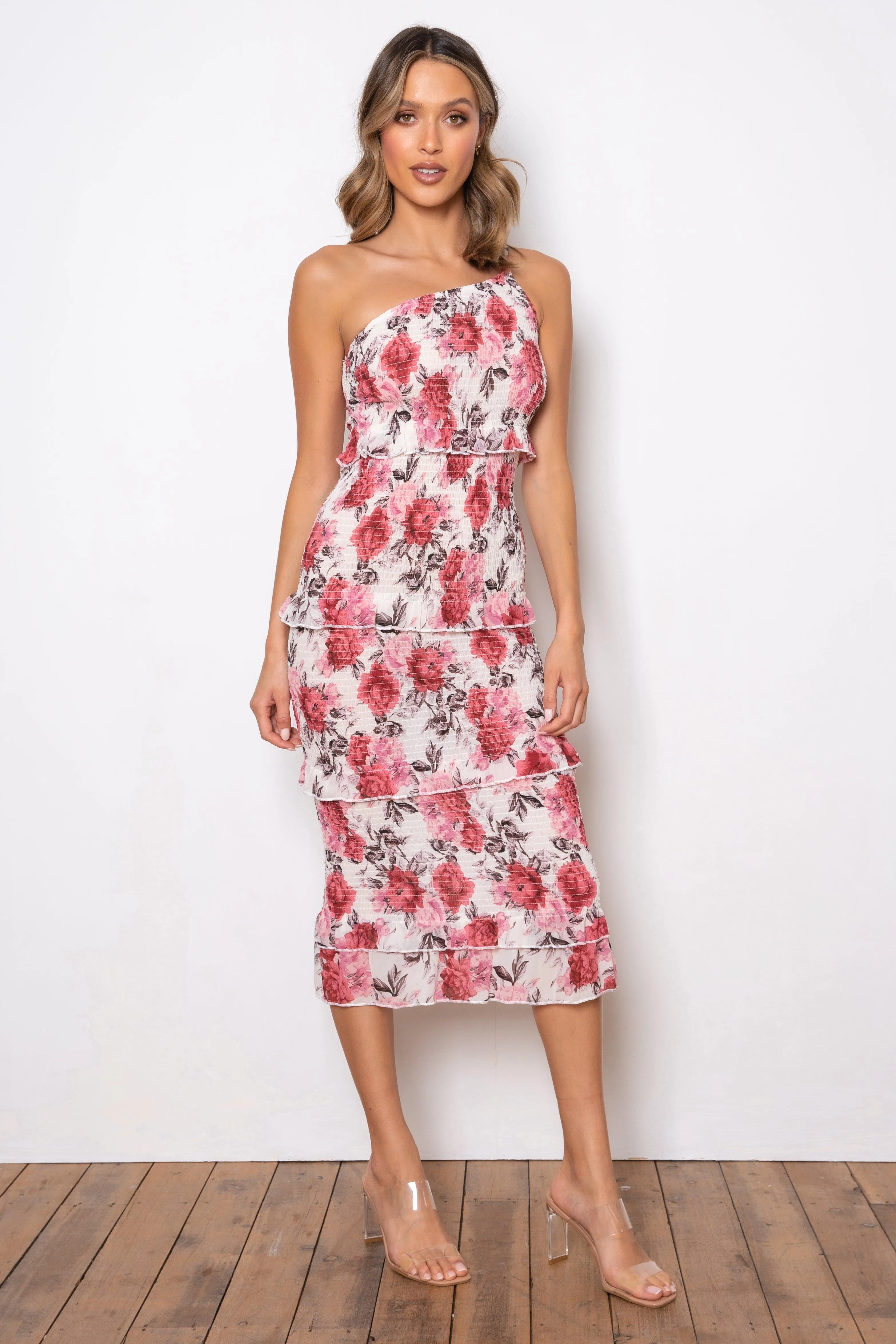 Dark Rose Dress - Cream Floral