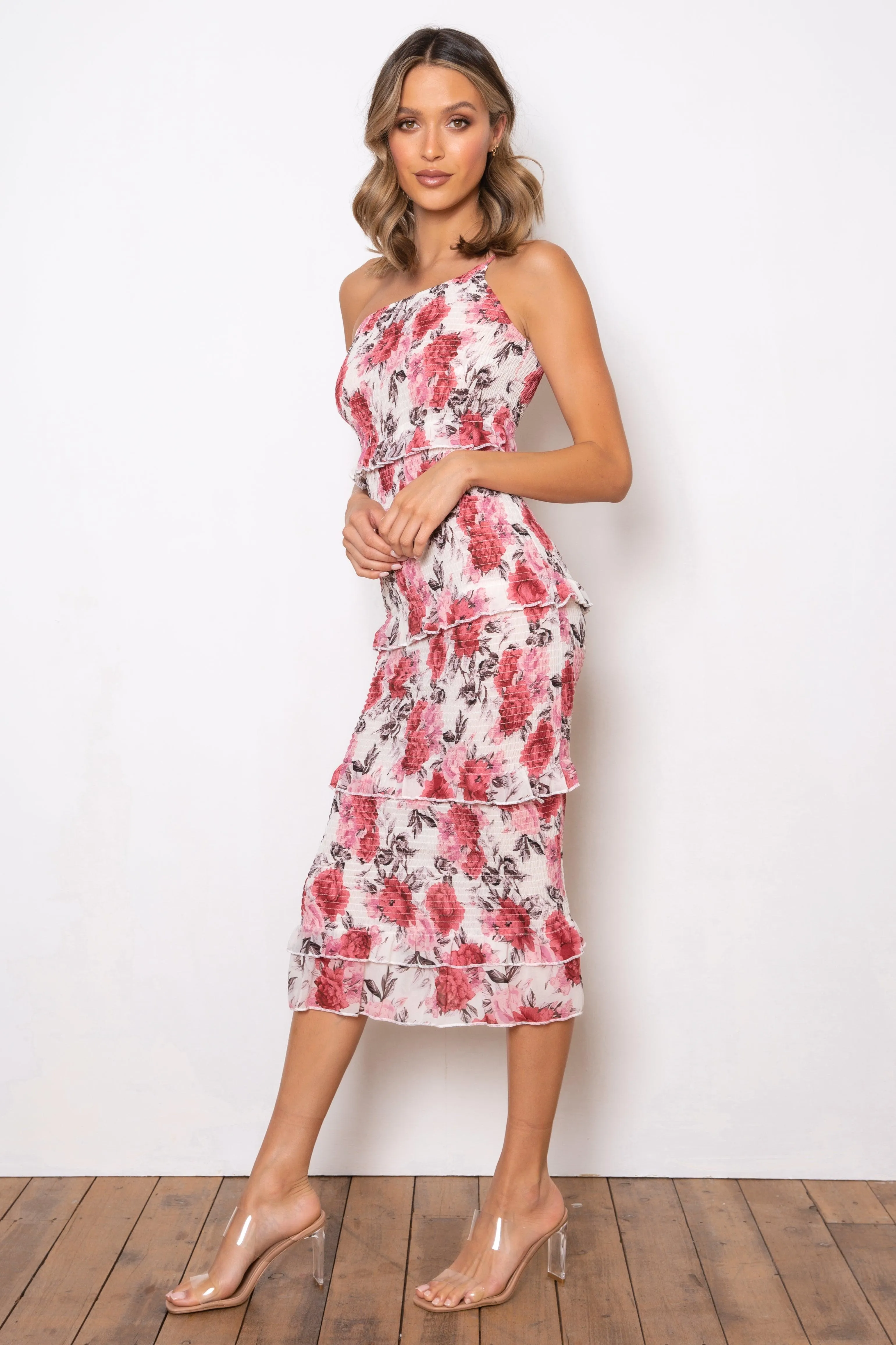 Dark Rose Dress - Cream Floral