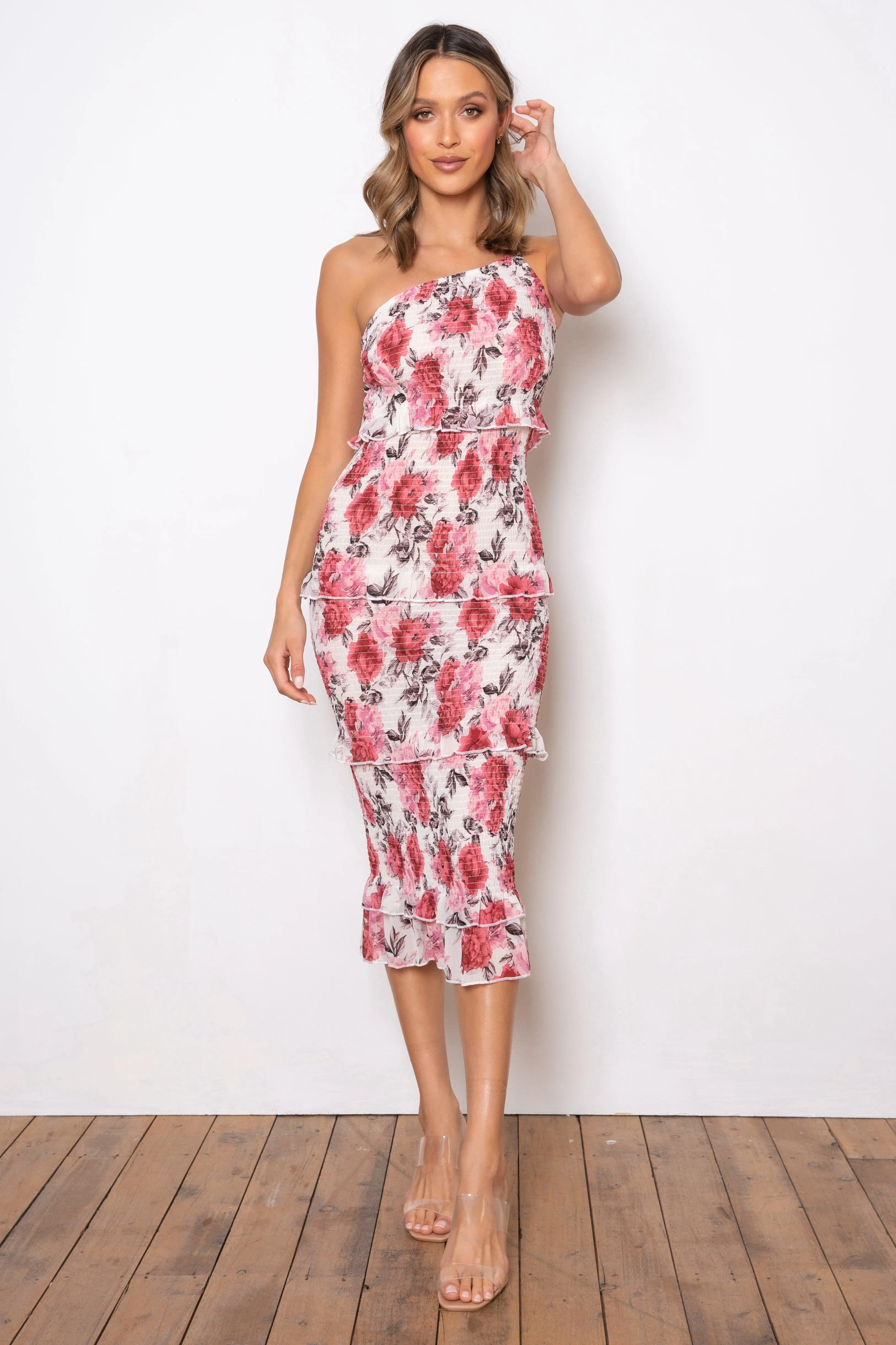 Dark Rose Dress - Cream Floral