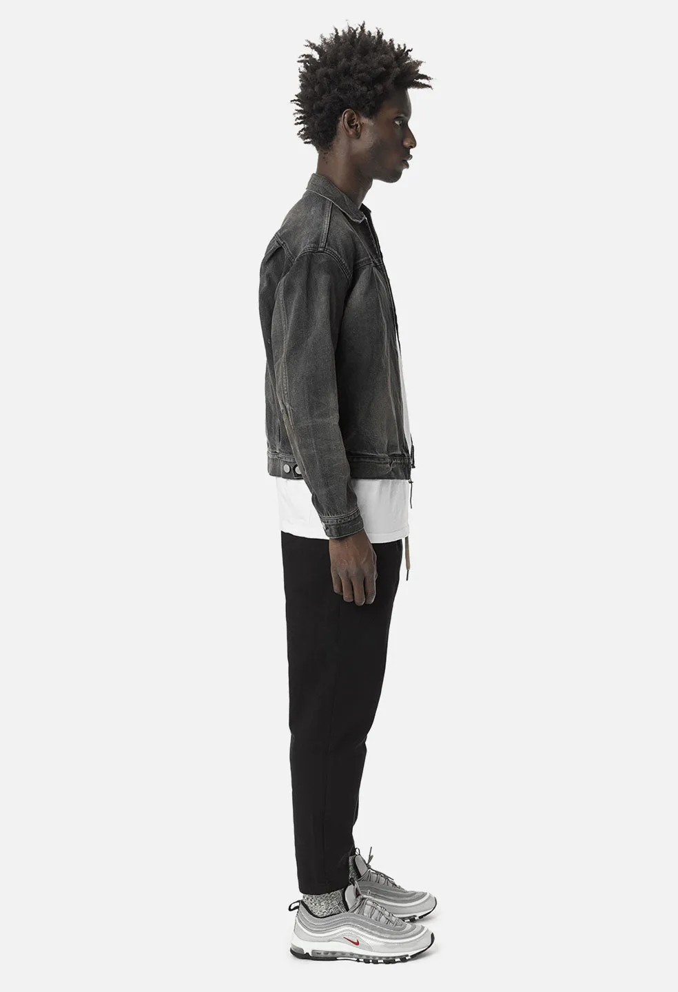 Denim Zip Blouson / Washed Black