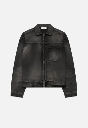 Denim Zip Blouson / Washed Black