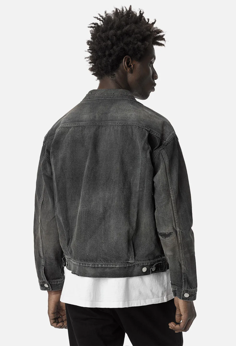 Denim Zip Blouson / Washed Black