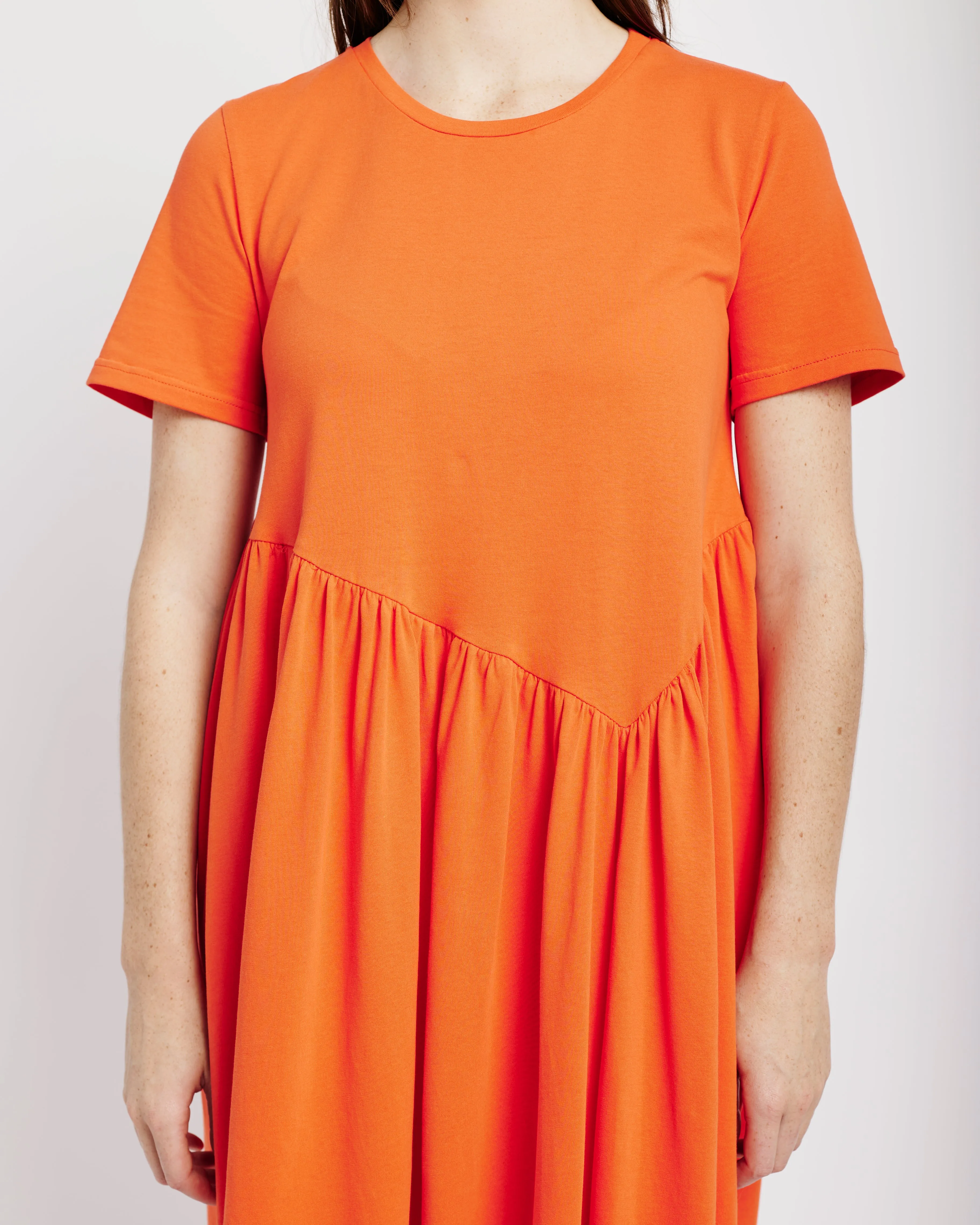 Diagonal Tee Dress in Coral