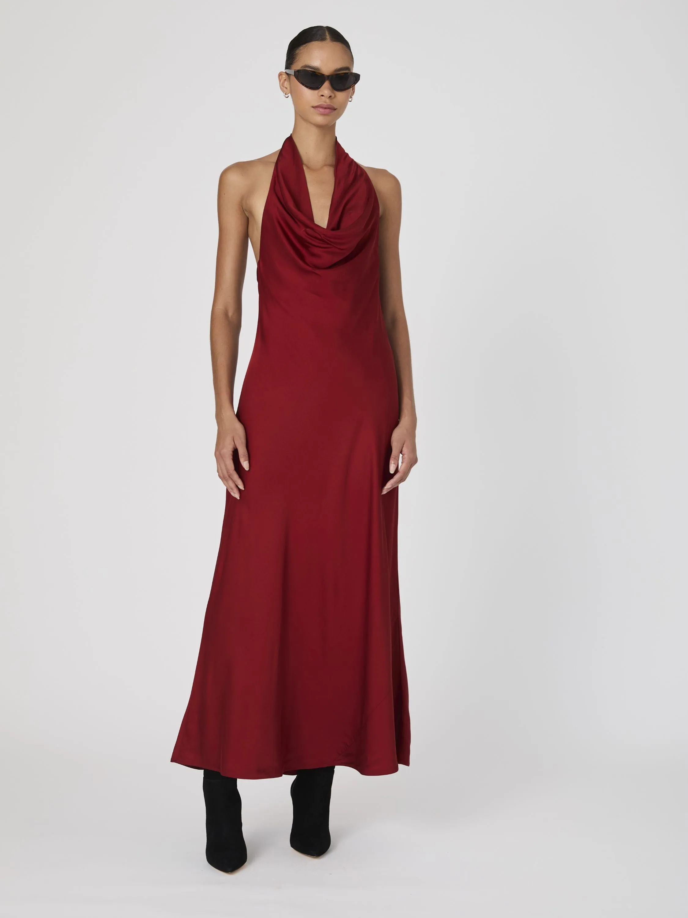 Ennis Satin Halter Midi Dress