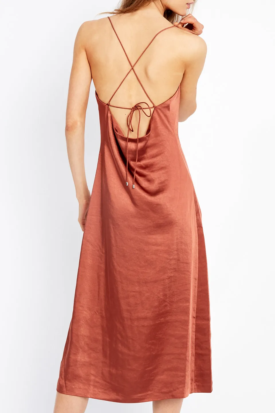 Escape Strappy Tie Back Bias Sienna Midi Dress