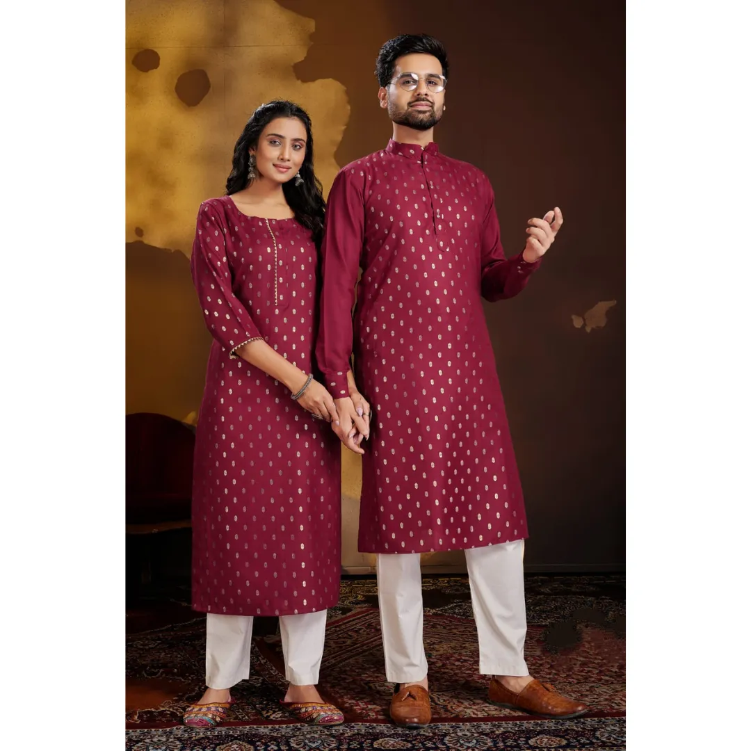 Ethnic Traditional Same Matching Colour Couples Dress