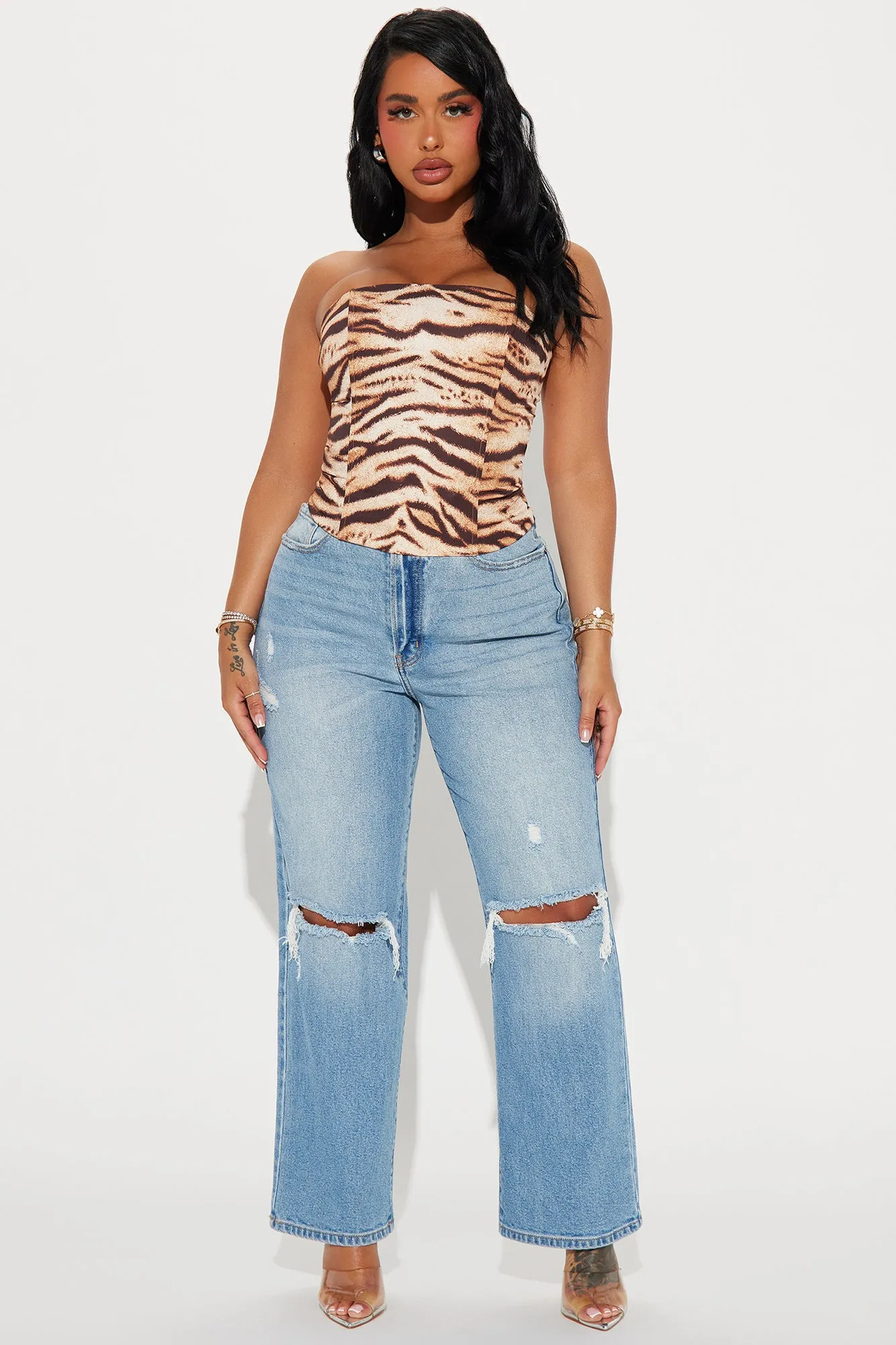 Eye Of A Tiger Corset Top - Brown/combo