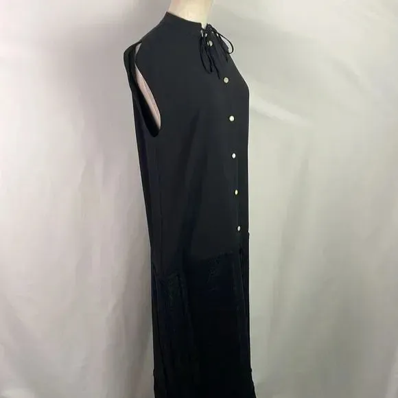 Fendi Black Tie Drop Waist Sleeveless Dress