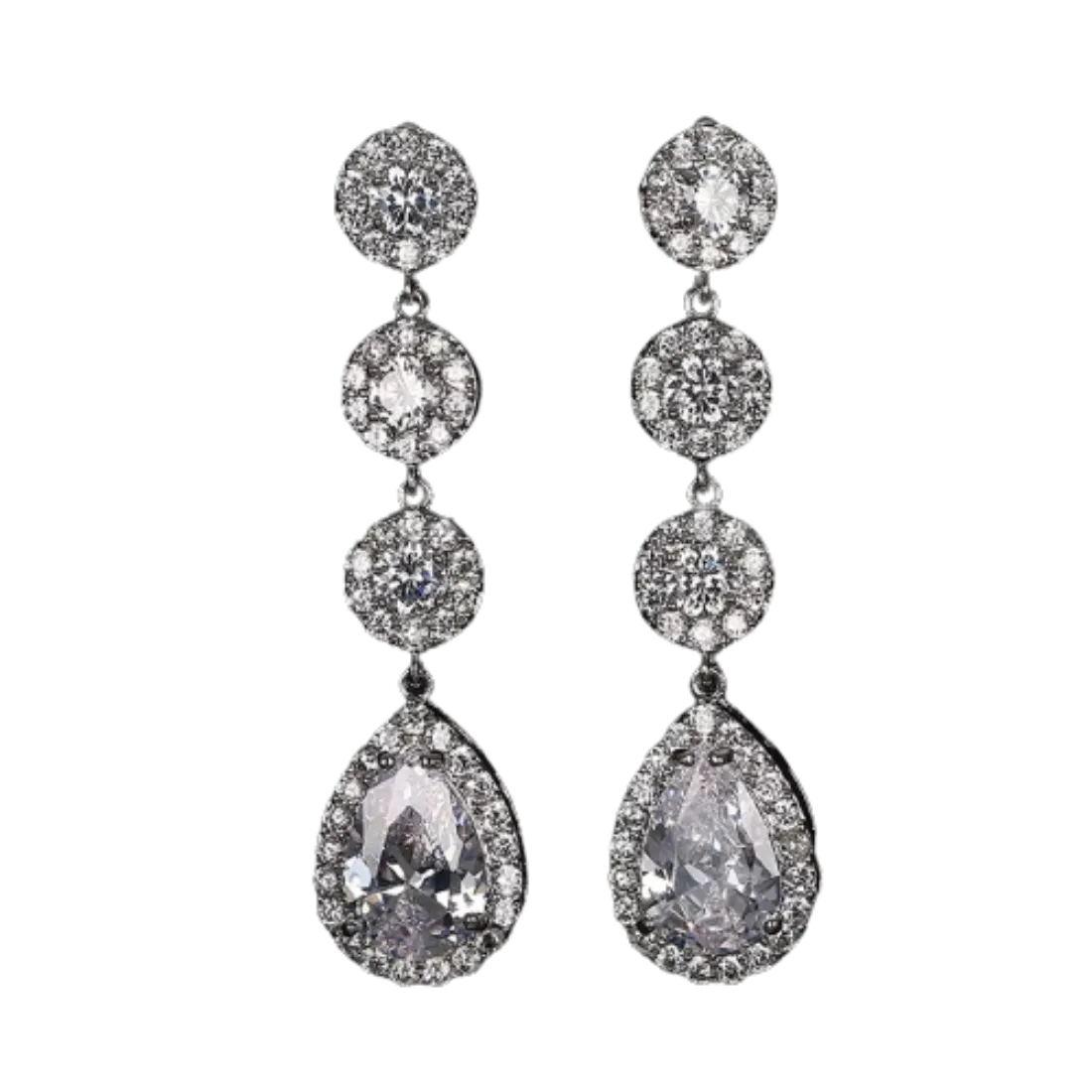 Glittering Water-Drop AAA CZ Crystal Wedding Party Earrings