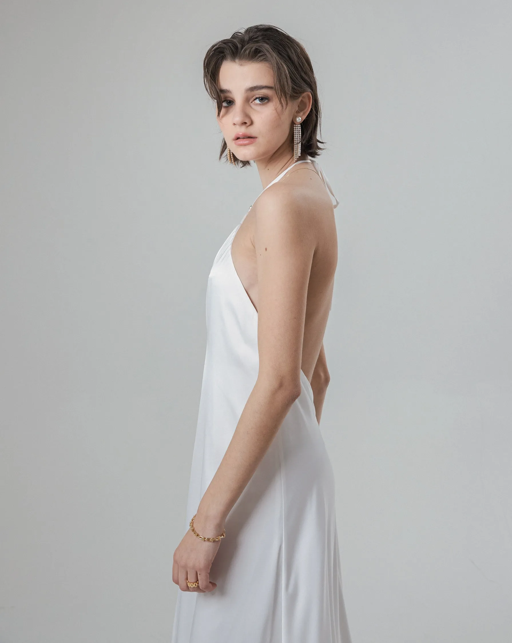 Glossy White Slip Dress