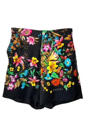 GUCCI Flora Printed Silk Shorts Size S