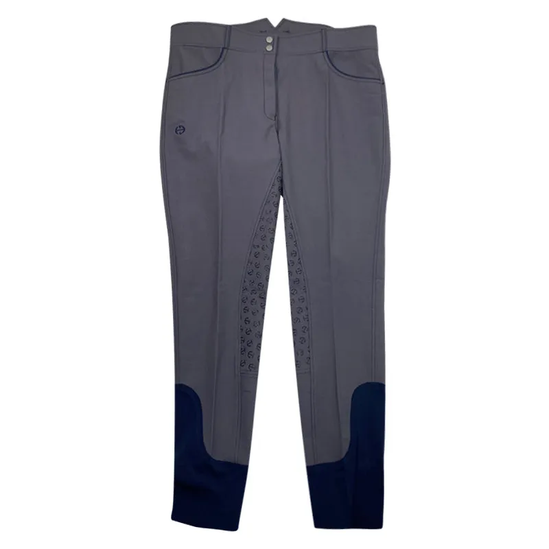 Halter Ego 'Perfection' Full Seat High Rise Breeches in Charcoal/Navy Piping - Women's 31/32