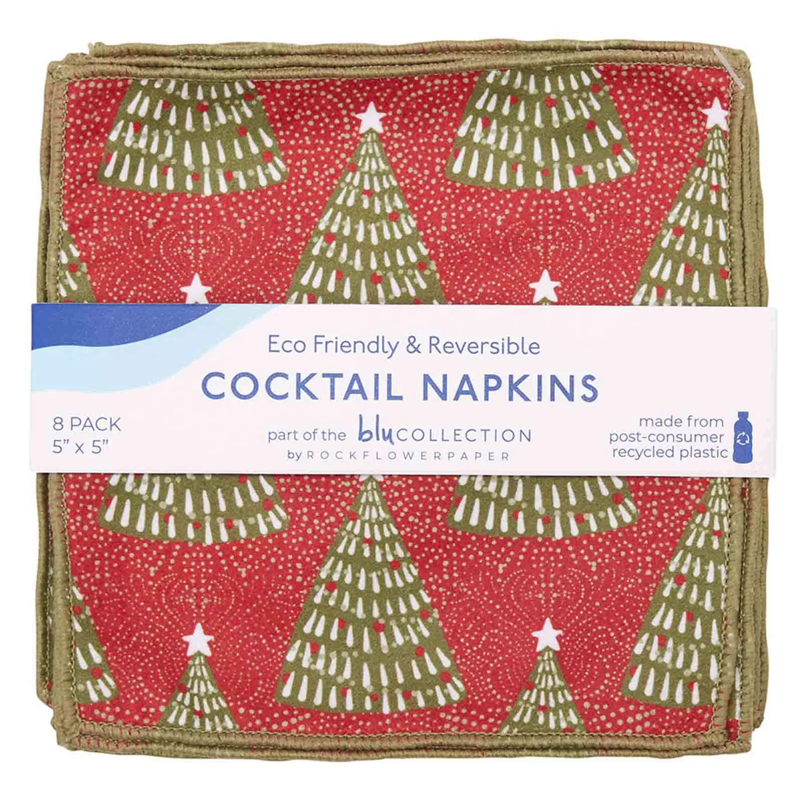 Holiday Cheer blu Kitchen Reusable Cocktail Napkins (Set of 8)