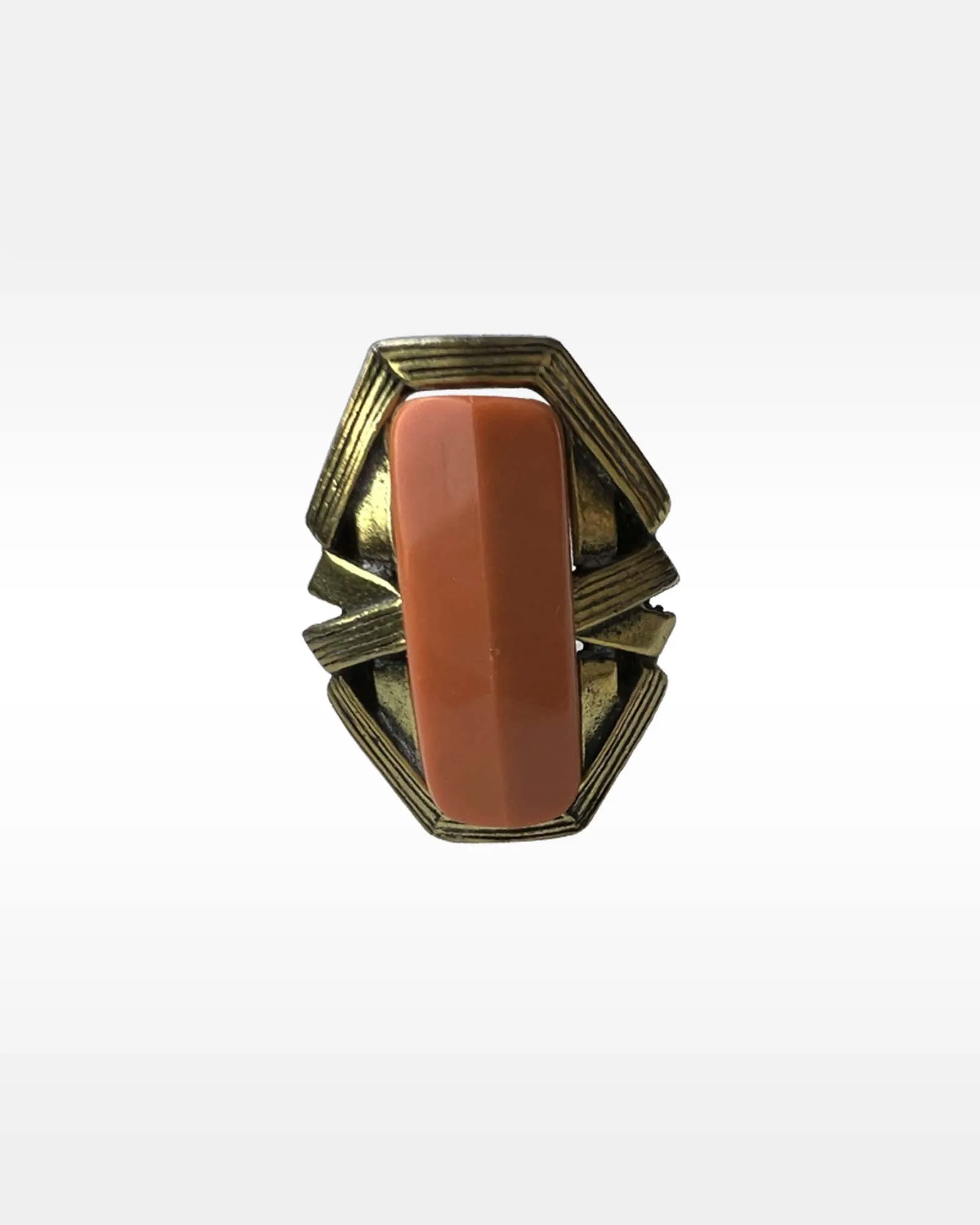 Hollycraft Brass Metal Coral Plastic Ring