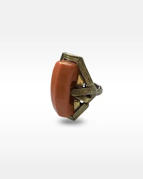 Hollycraft Brass Metal Coral Plastic Ring