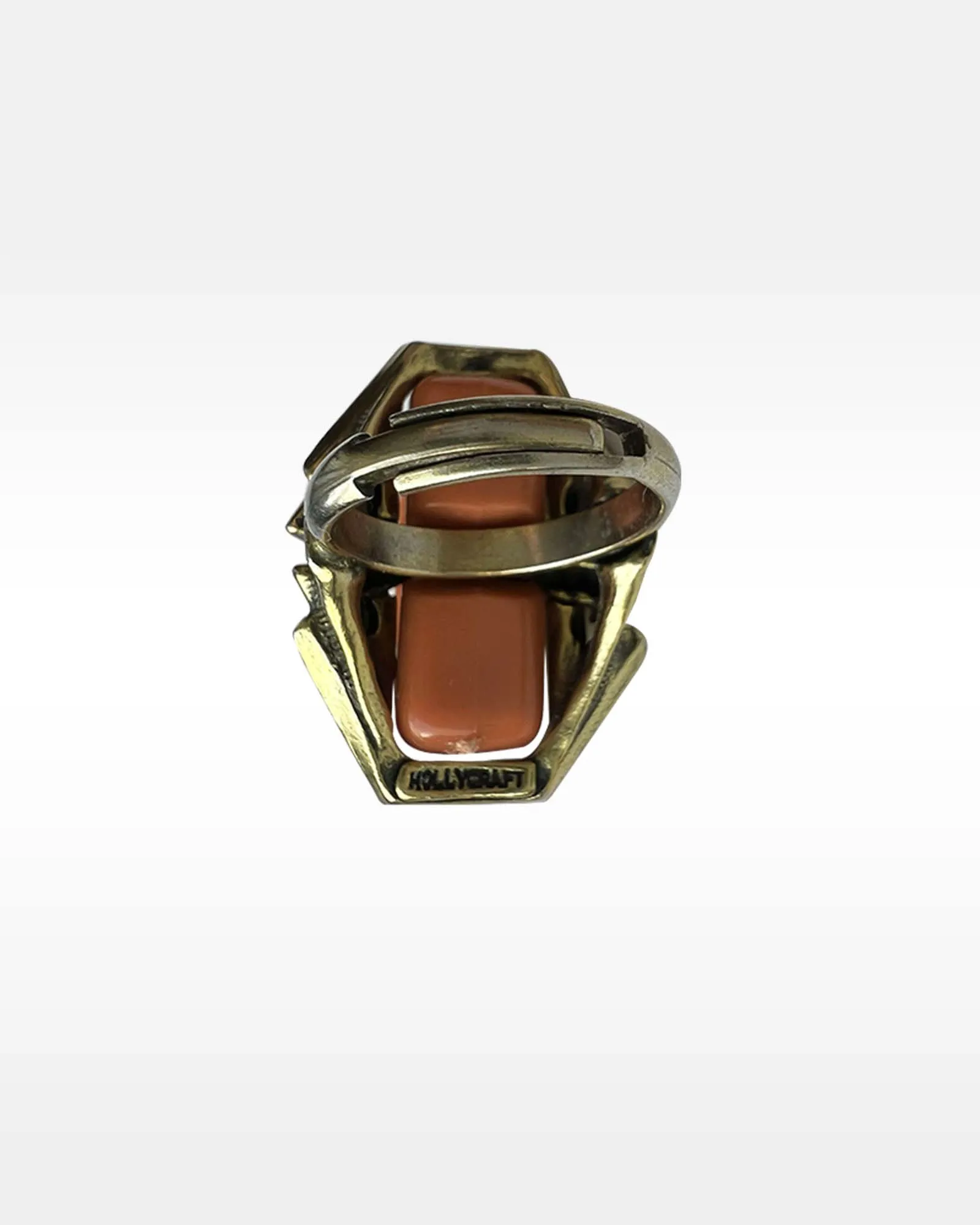 Hollycraft Brass Metal Coral Plastic Ring